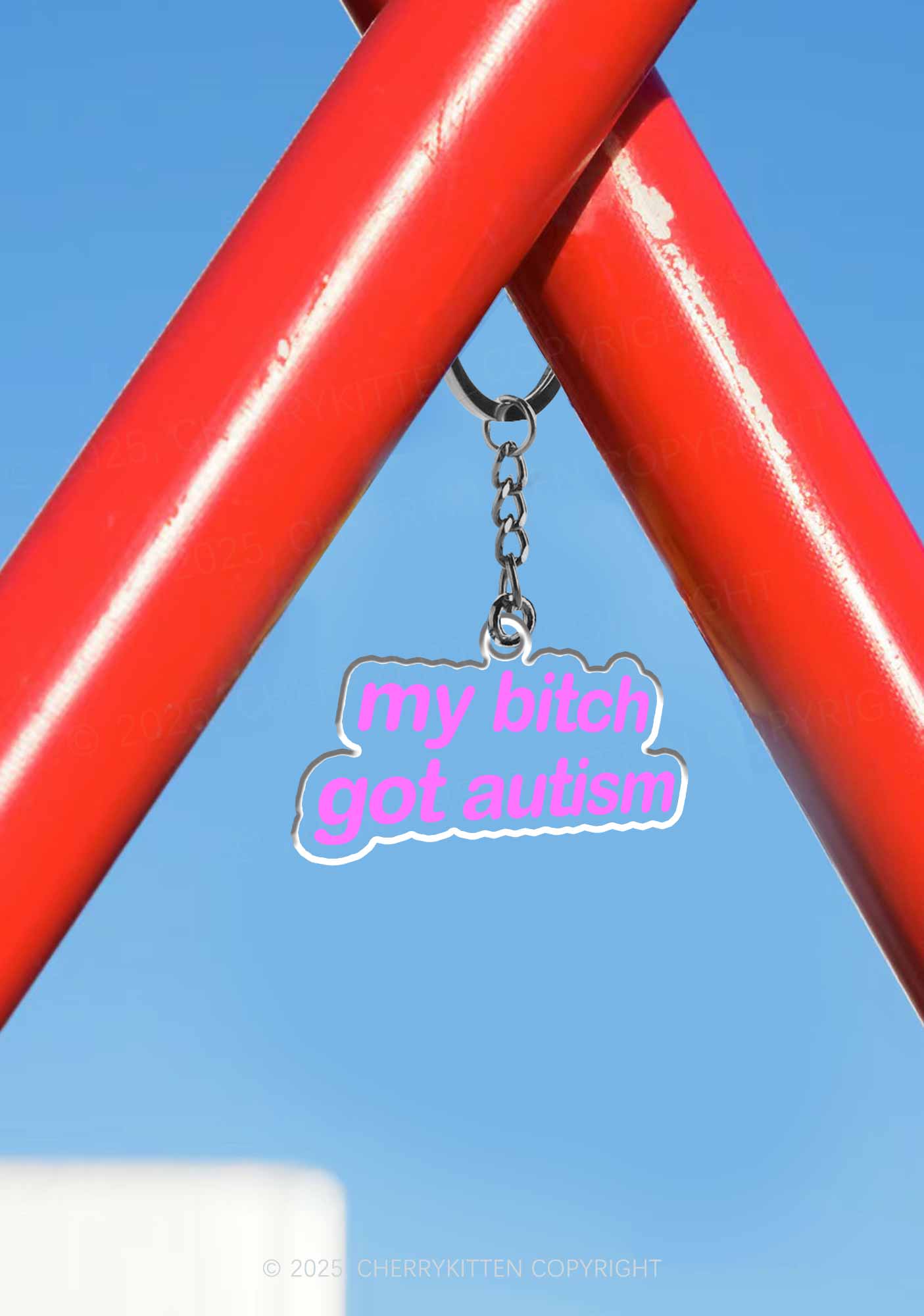 My Bxxch Got Autism 1Pc Y2K Keychain Cherrykitten