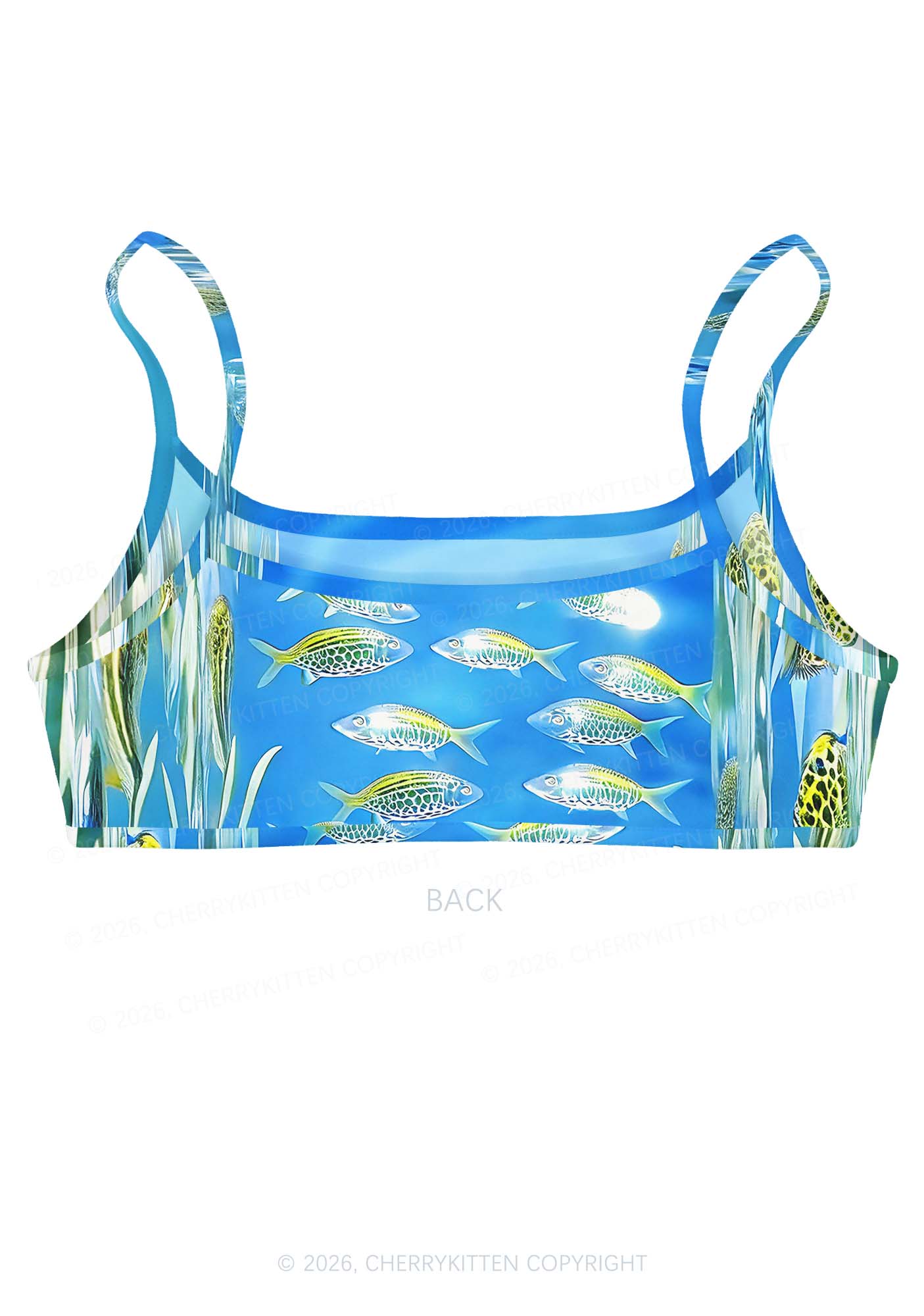 Undersea Fish Y2K Print Super Crop Cami Cherrykitten