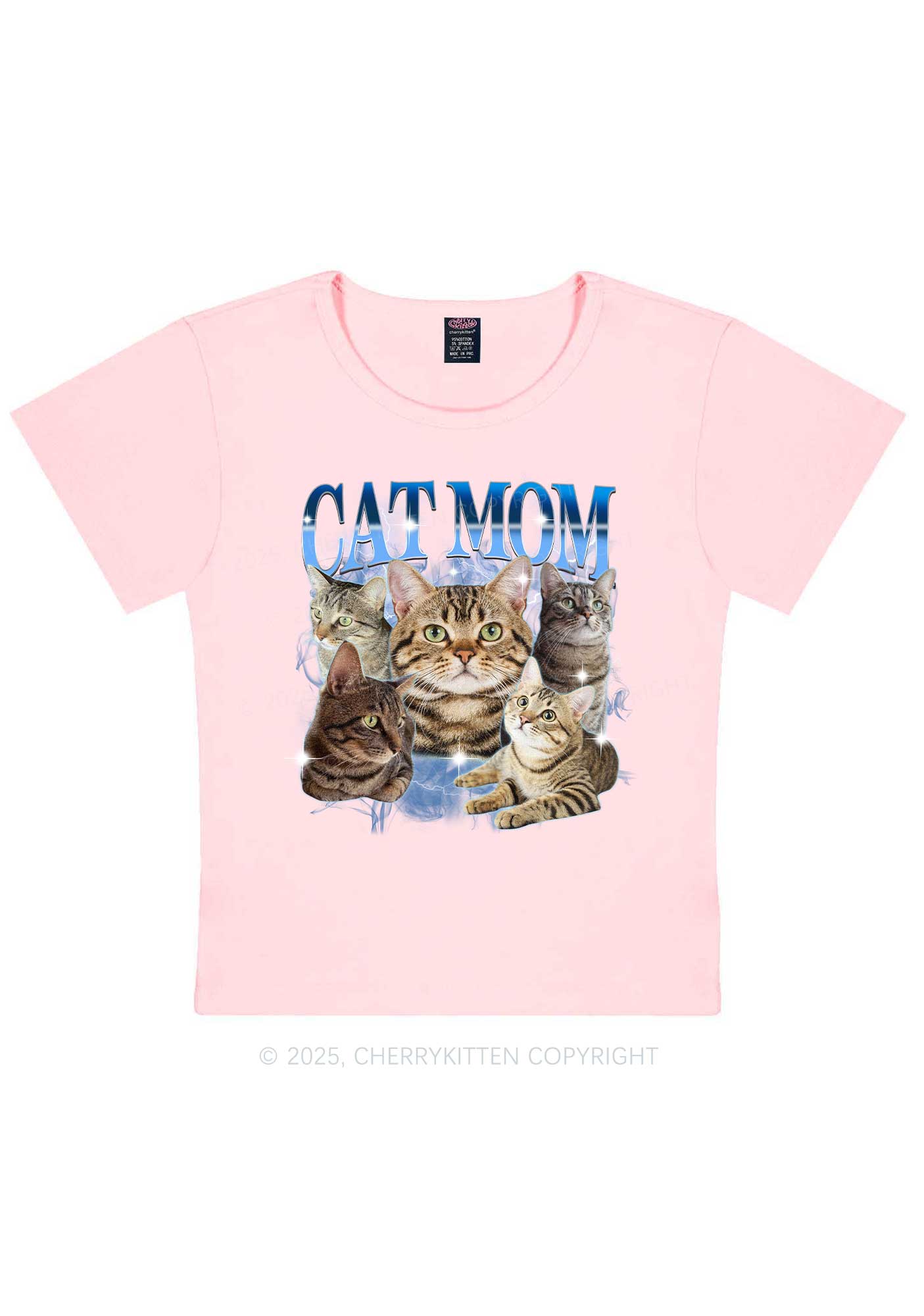 Custom Photo Cat Mom Y2K Baby Tee Cherrykitten
