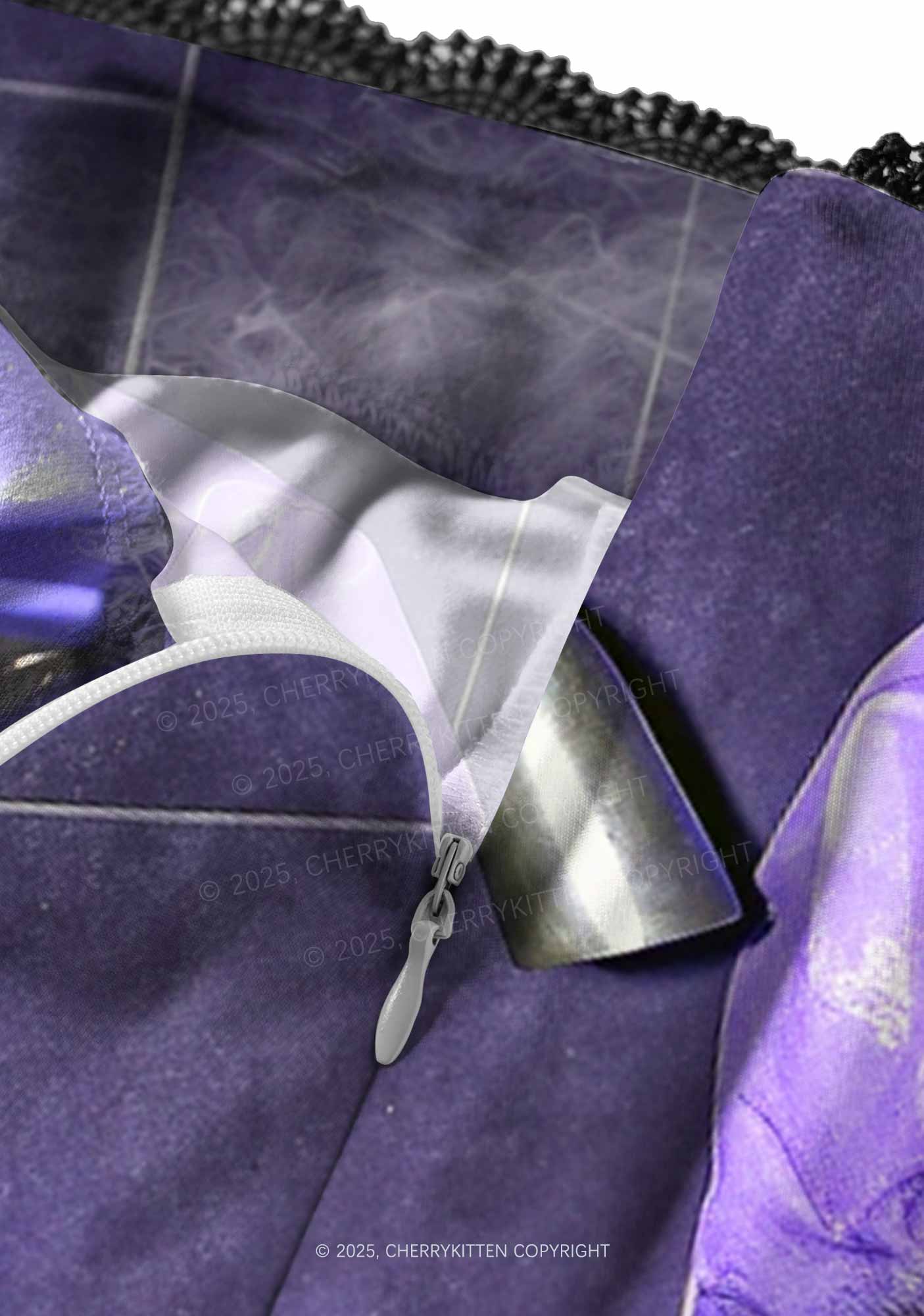 Purple Bath Smoking Raccoon Y2K Print Midi Skirt Cherrykitten