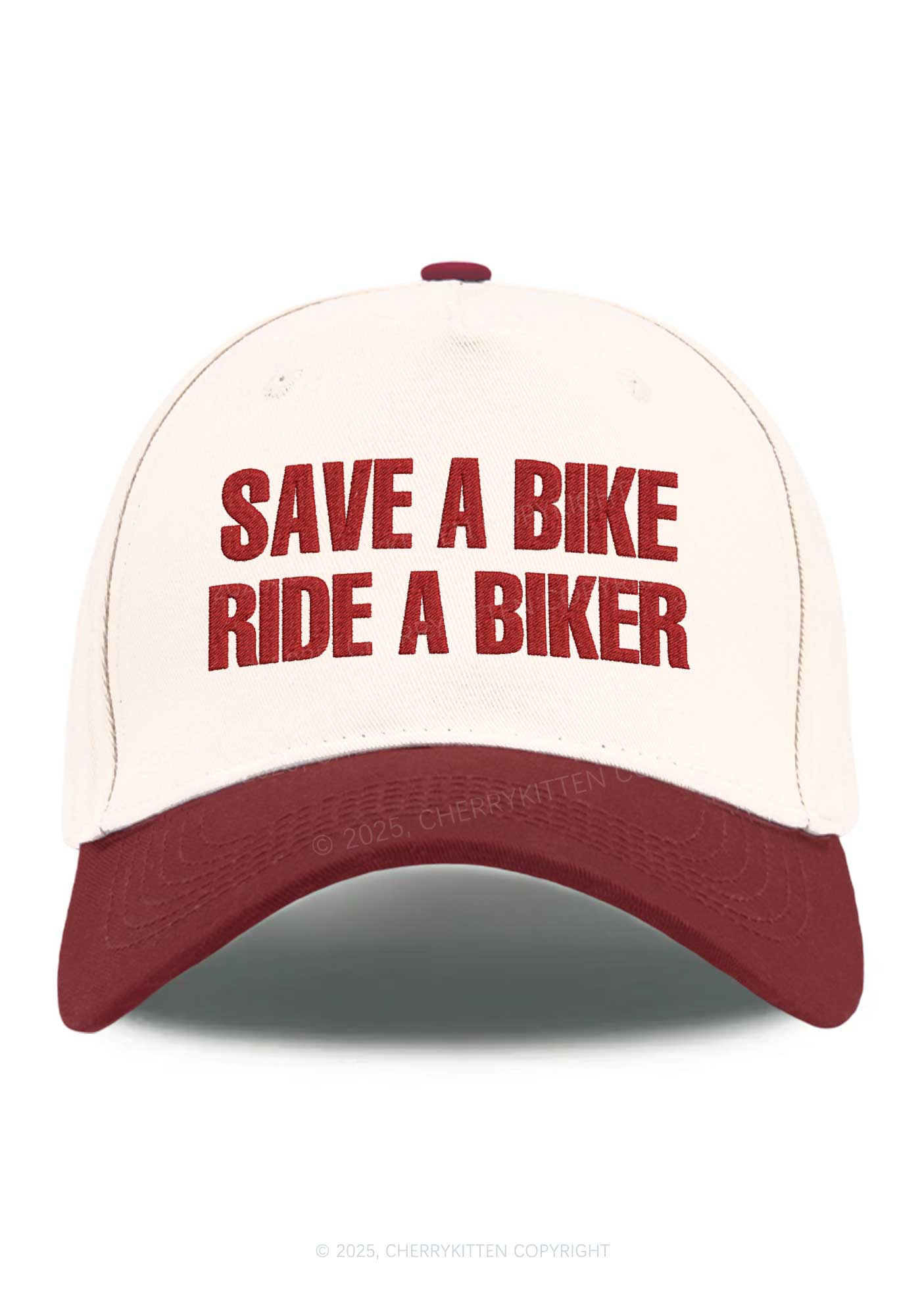 Embroidered Save Bike Ride Biker Y2K Color Block Baseball Cap Cherrykitten