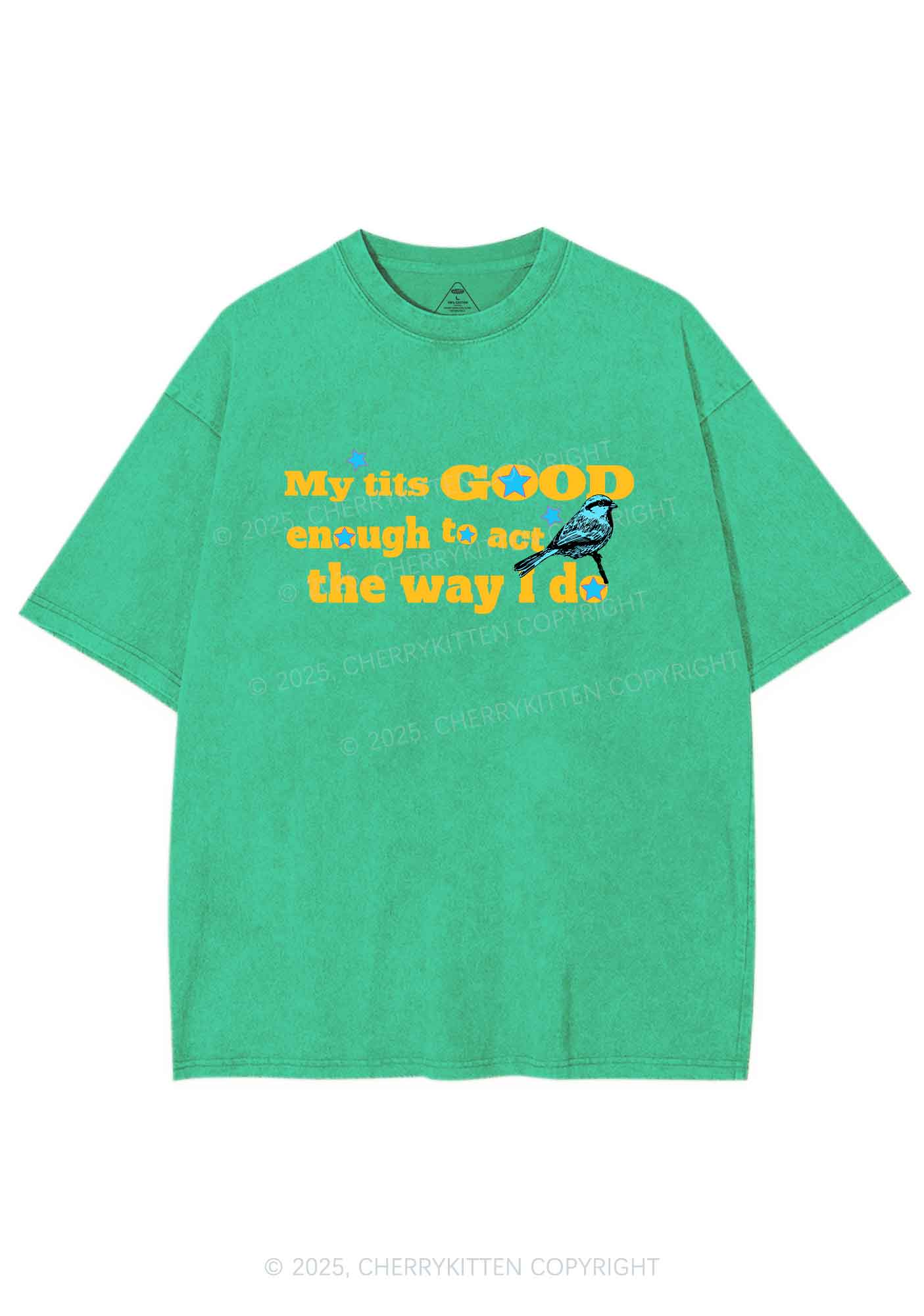 Good To Act Way Y2K Shirts Washed Tee Cherrykitten