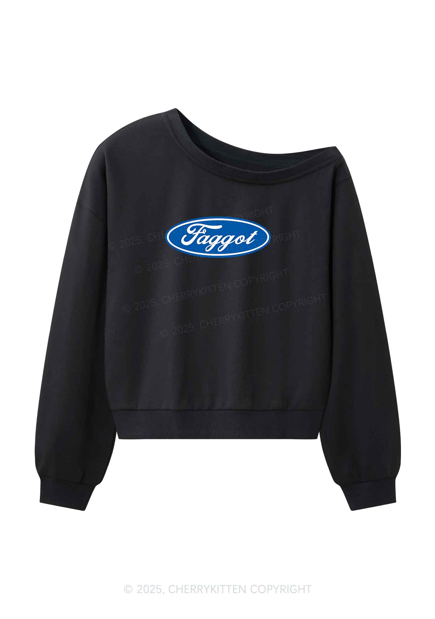 Faggot Pride Y2K Off Shoulder Sweatshirts Cherrykitten