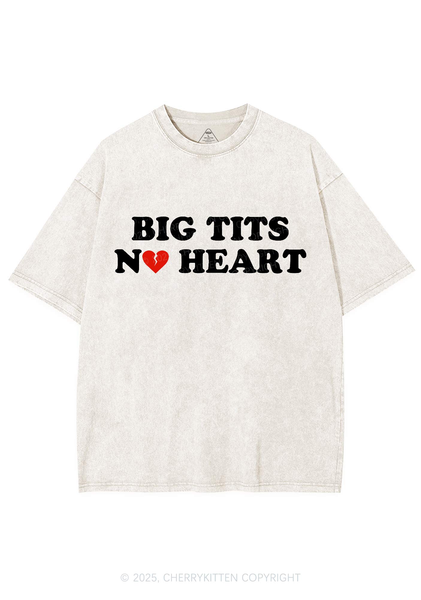 Big Txts No Heart Y2K Shirts Washed Tee Cherrykitten
