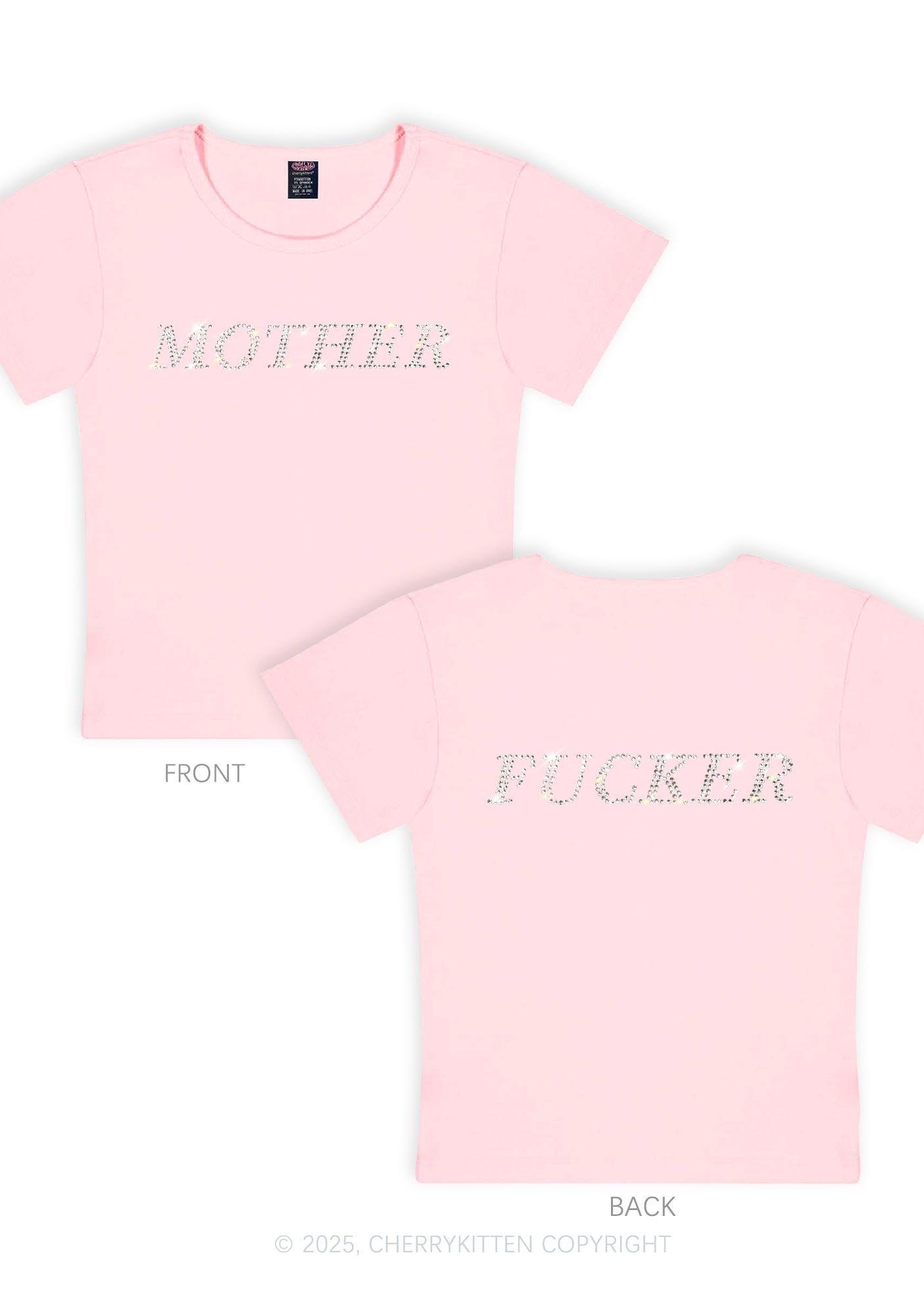 Rhinestone Motherfxcker Two Sides Y2K Baby Tee Cherrykitten