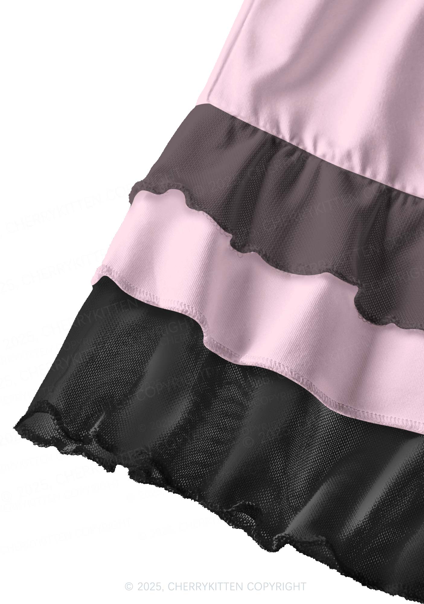 Plain Light Pink Y2K Print Mini Layered Skirt Cherrykitten