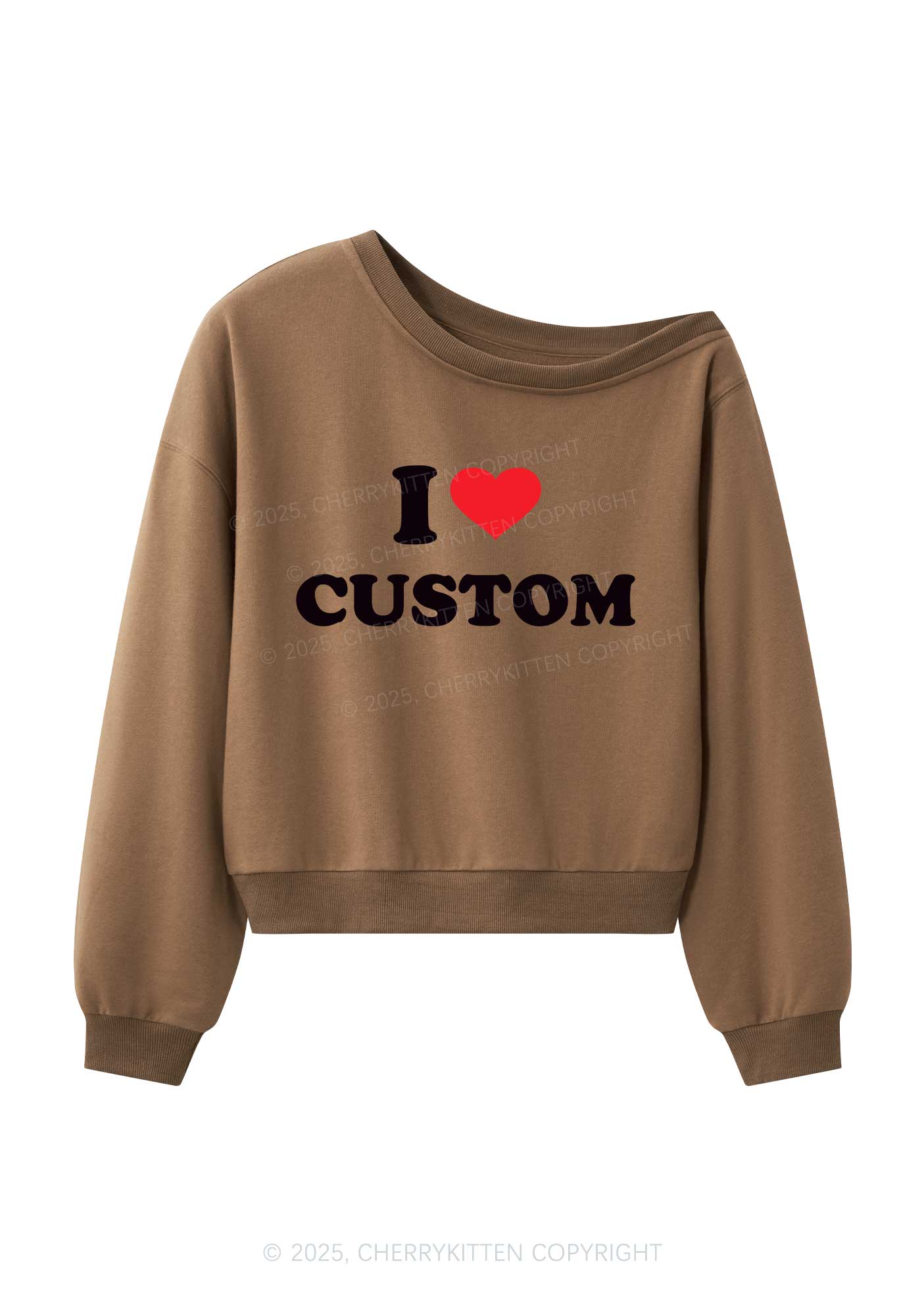 I Love Custom Personalized Y2K Off Shoulder Sweatshirts Cherrykitten