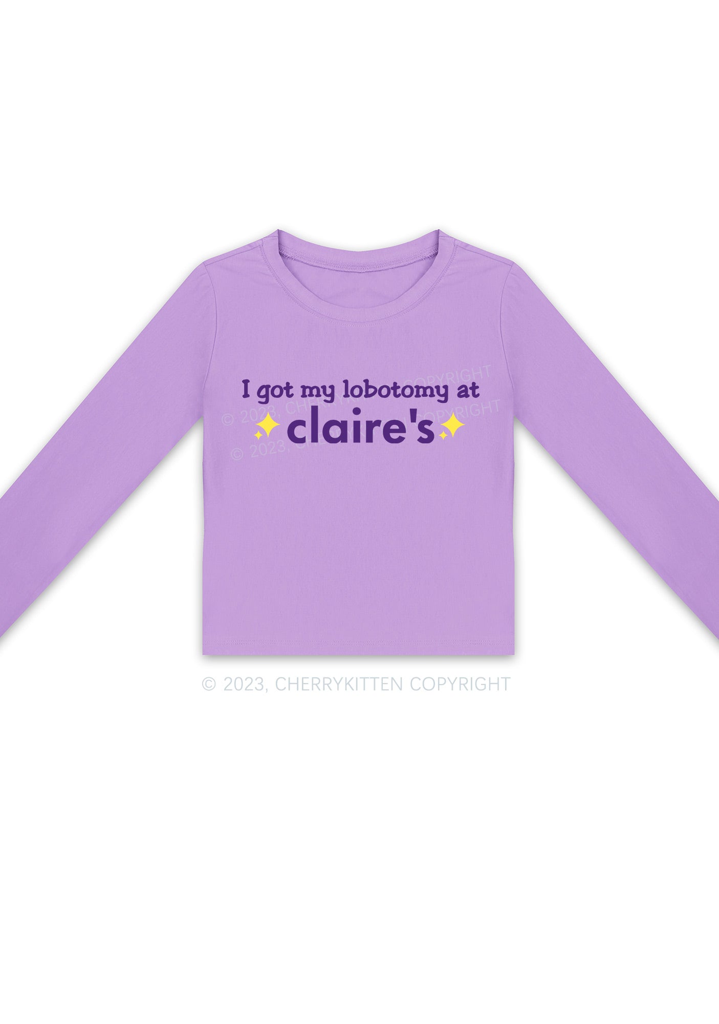 I Got My Lobotomy At Claire's Long Sleeve Crop Top Cherrykitten