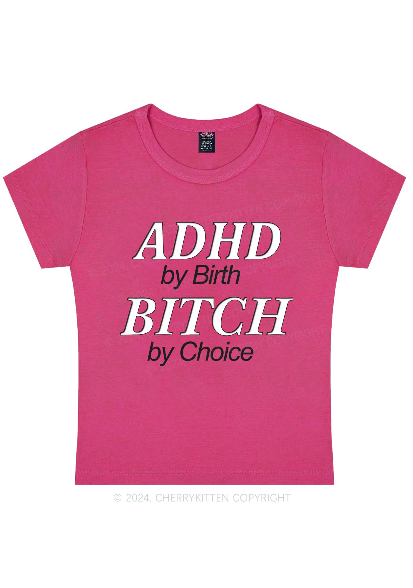 ADHD Bxxch Y2K Baby Tee Cherrykitten