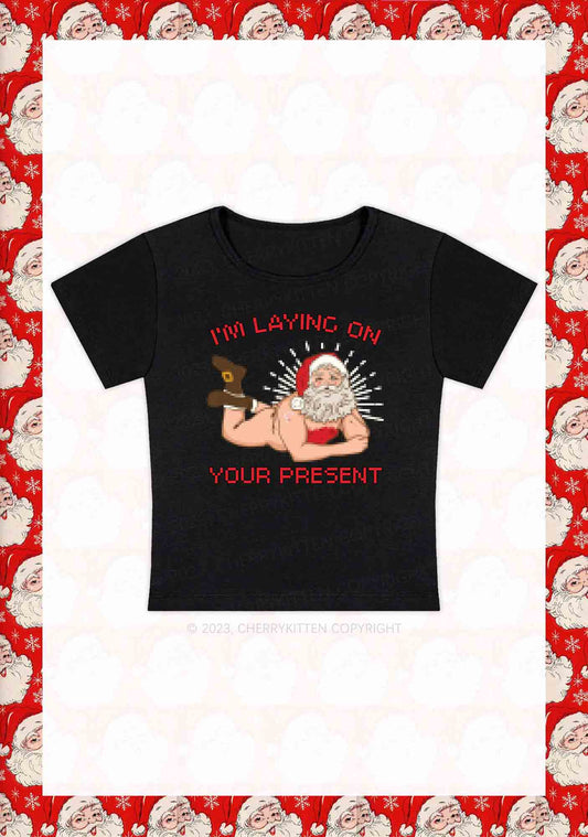 I'm Laying On Your Present Christmas Y2K Baby Tee Cherrykitten