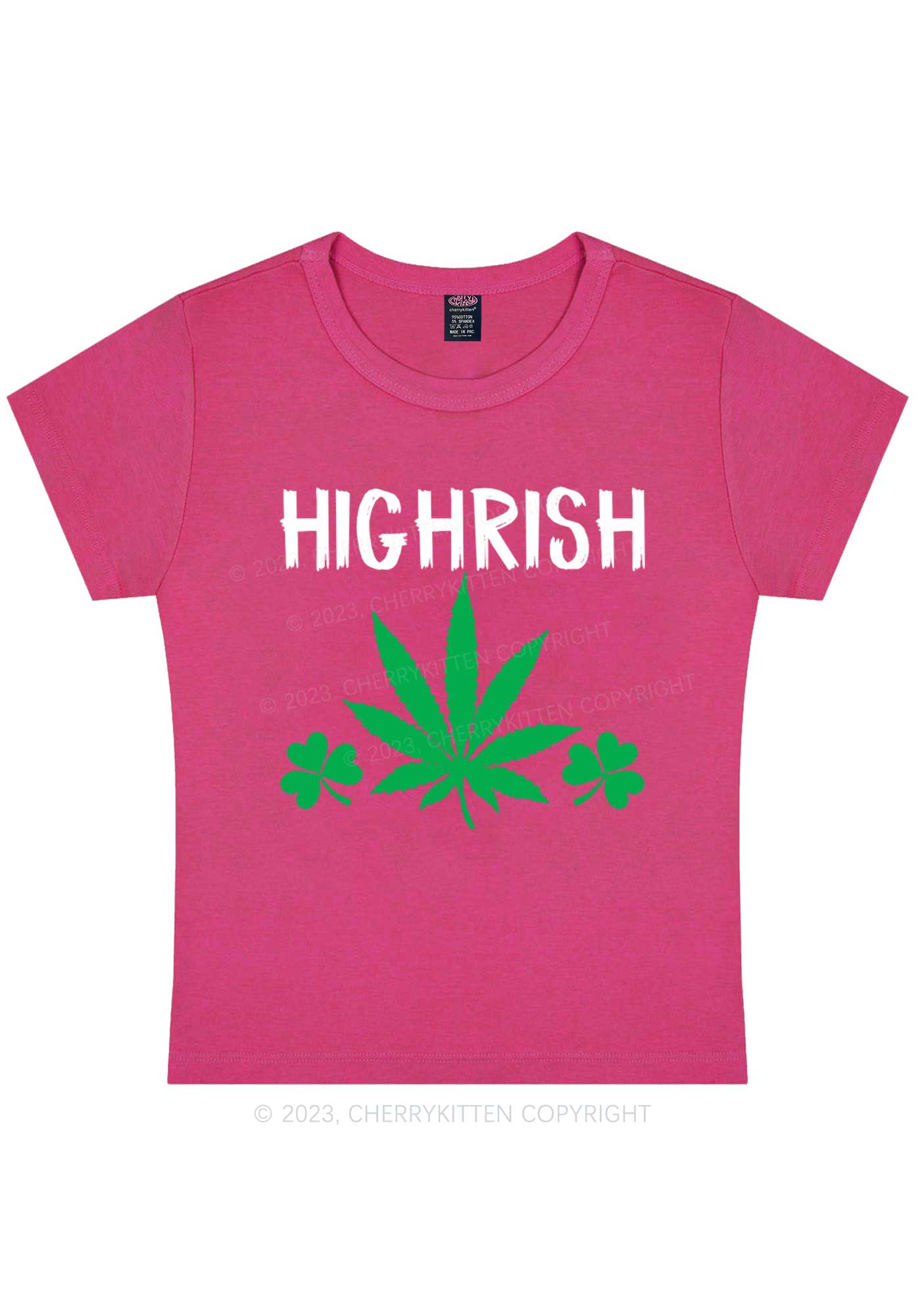 Highrish St Patricks Y2K Baby Tee Cherrykitten
