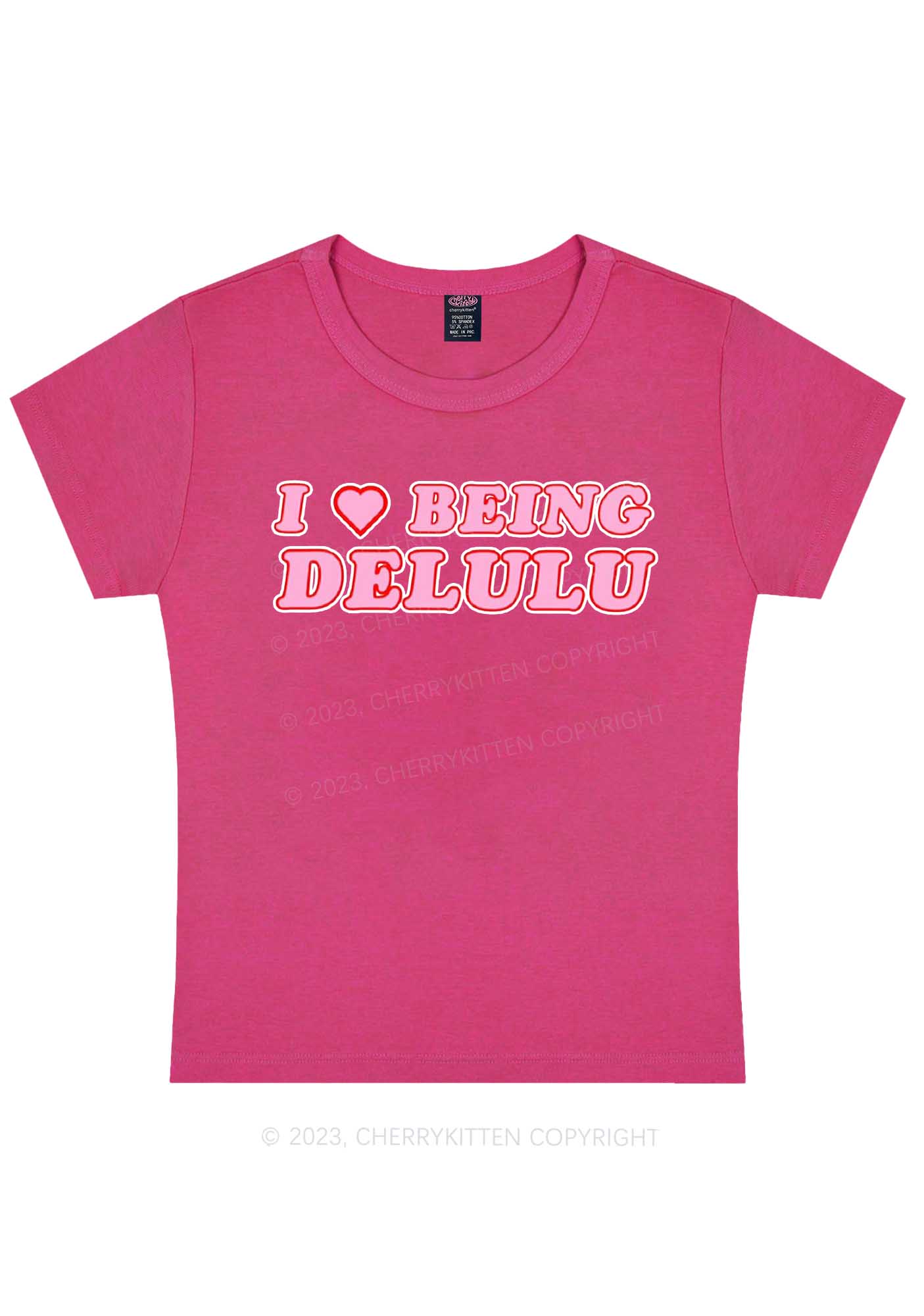 Being Delulu Y2K Baby Tee Cherrykitten