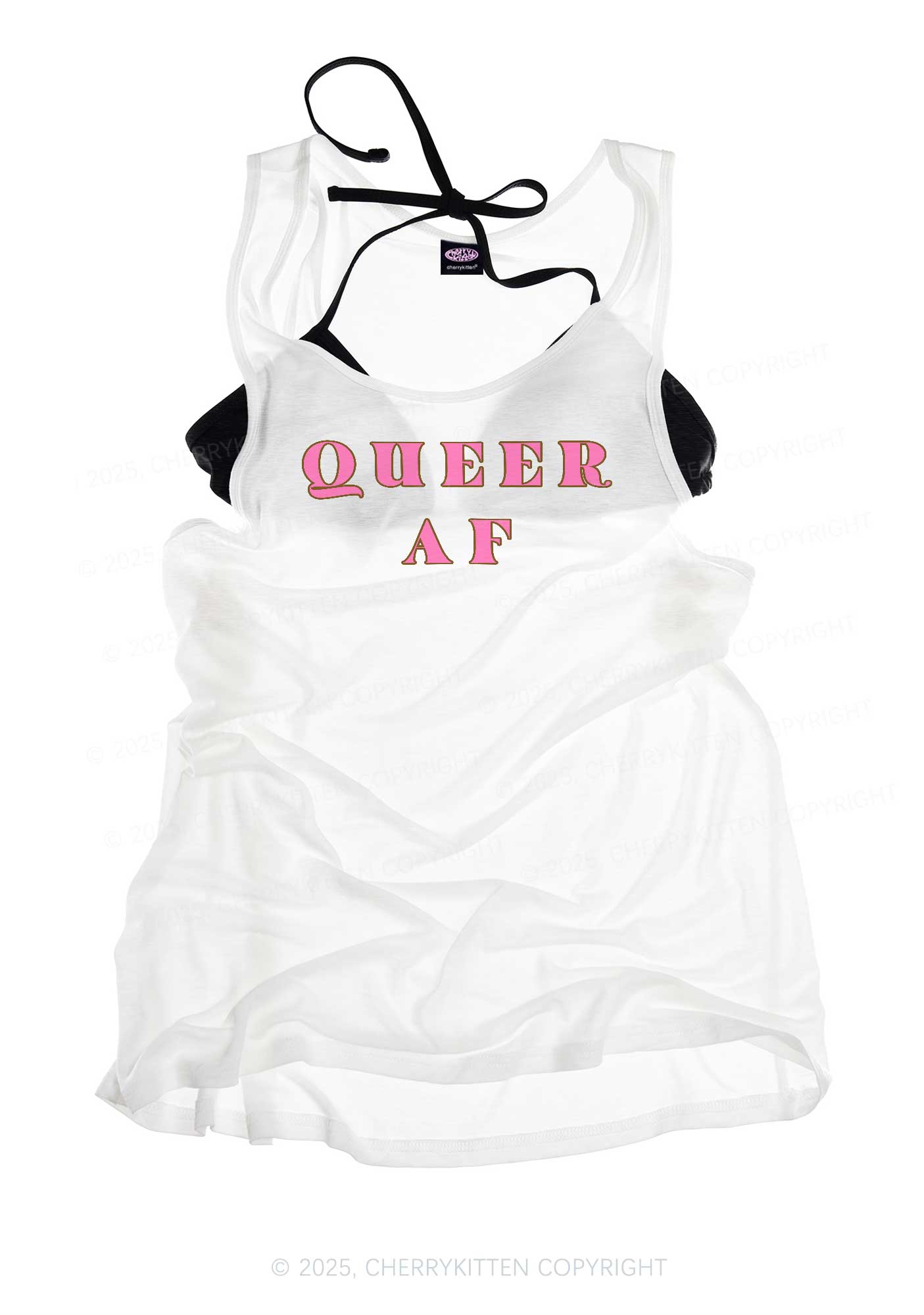 Queer AF Pride Y2K Sheer Boyfriend Tank Cherrykitten