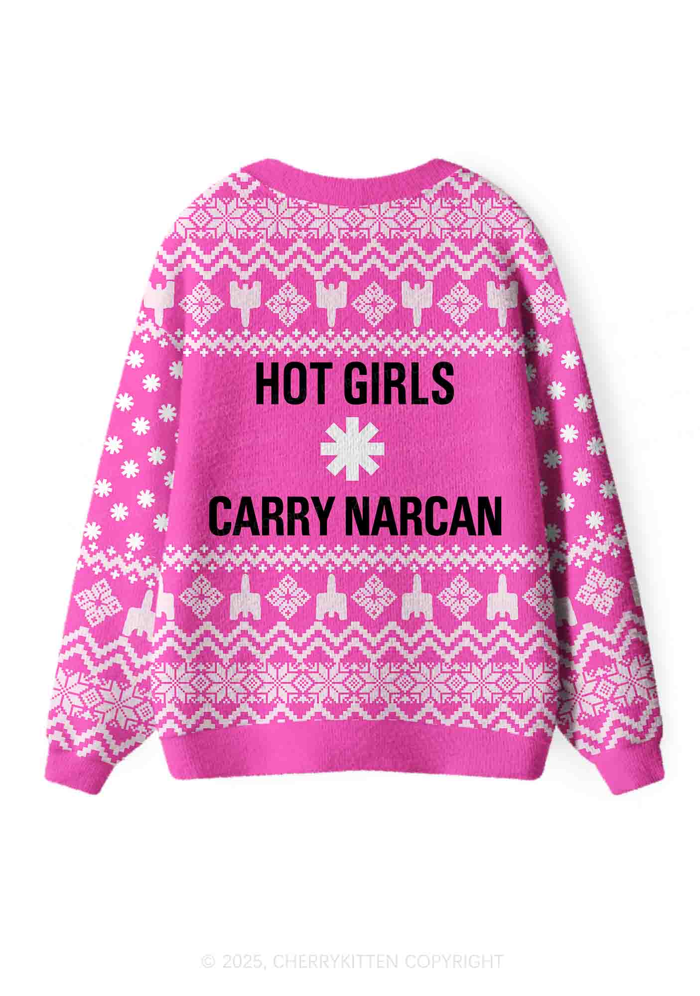 Hot Girls Carry Nxrcan Y2K Christmas Cardigan Knit Sweatshirt Cherrykitten