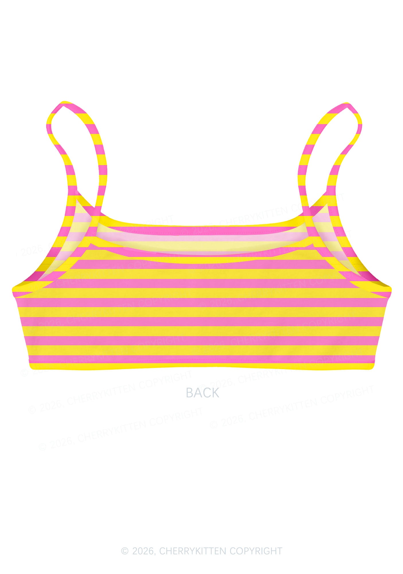 Pink And Yellow Stripes Y2K Print Super Crop Cami Cherrykitten