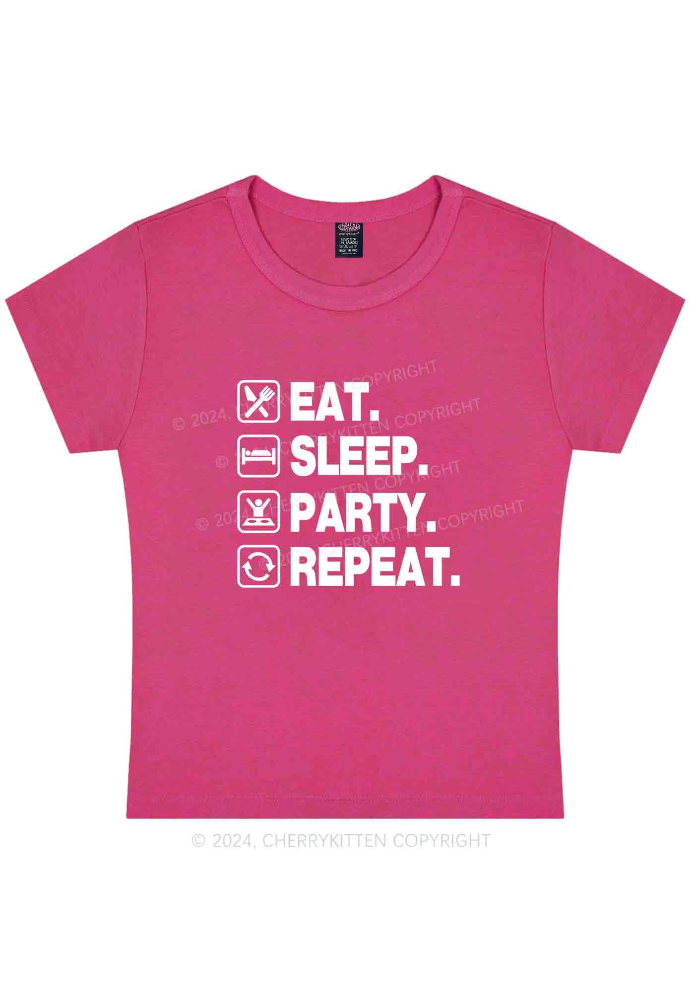 Curvy Eat Sleep Party Repeat Y2K Baby Tee Cherrykitten