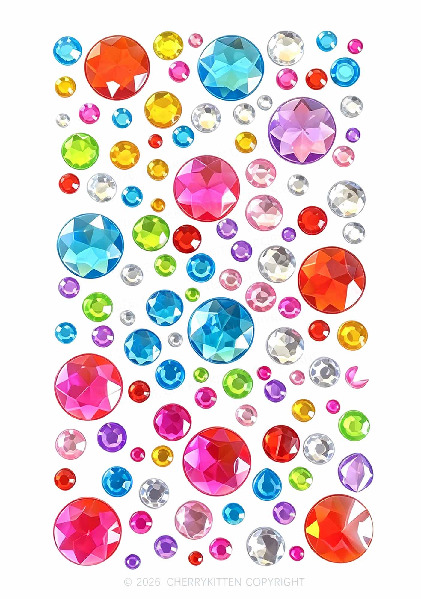 1pc Self Adhesive Rhinestones Y2K Face Sticker Cherrykitten