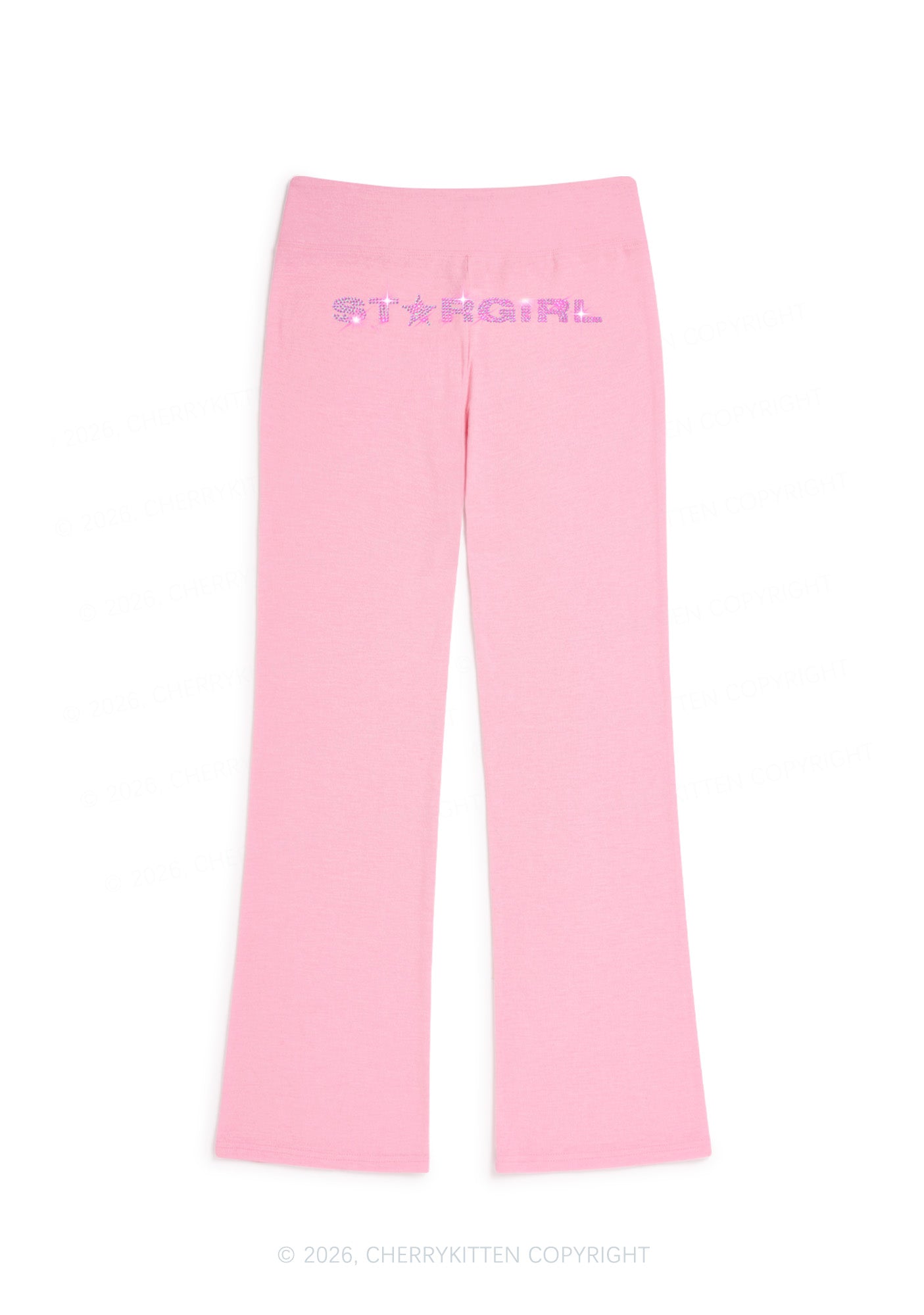 Rhinestone Stargirl Y2K Low Rise Drawstring Flare Pants Cherrykitten