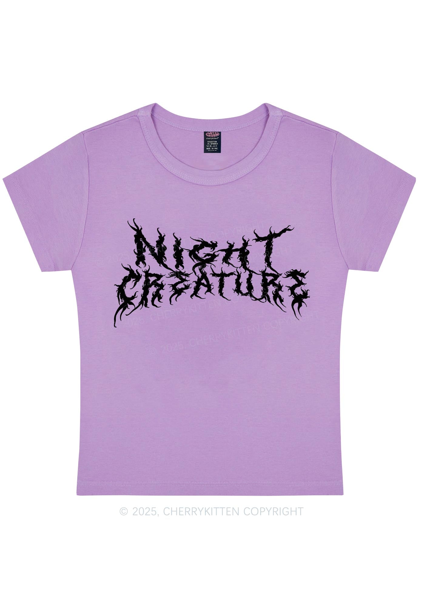 Night Creature Y2K Baby Tee Cherrykitten