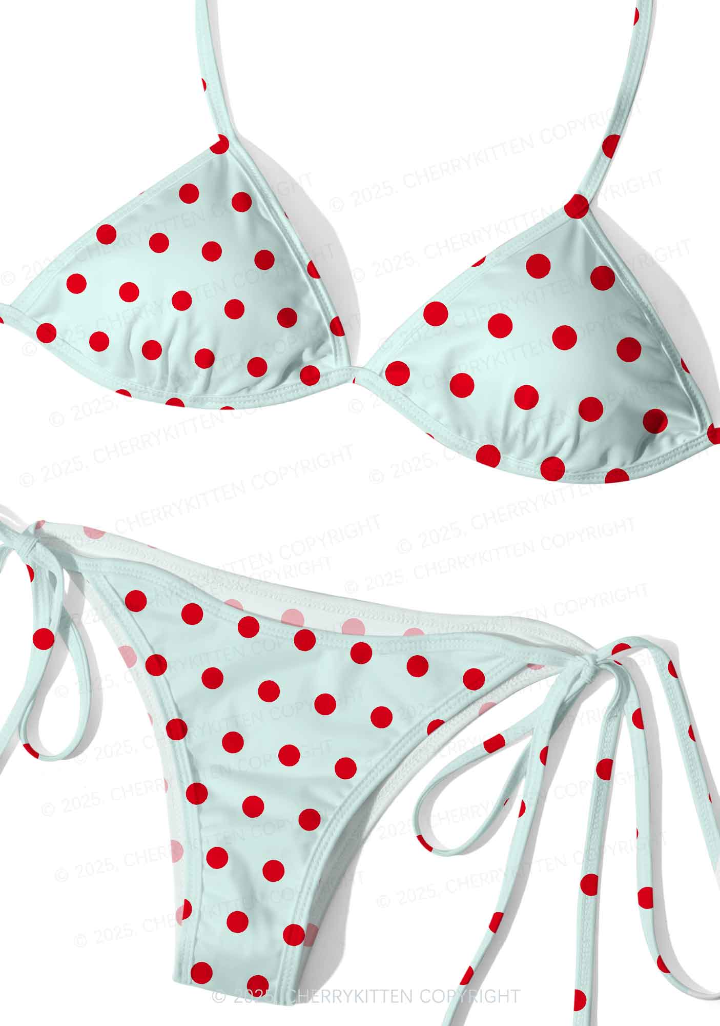 Fresh Red Dots Y2K Print Bikini Set Cherrykitten