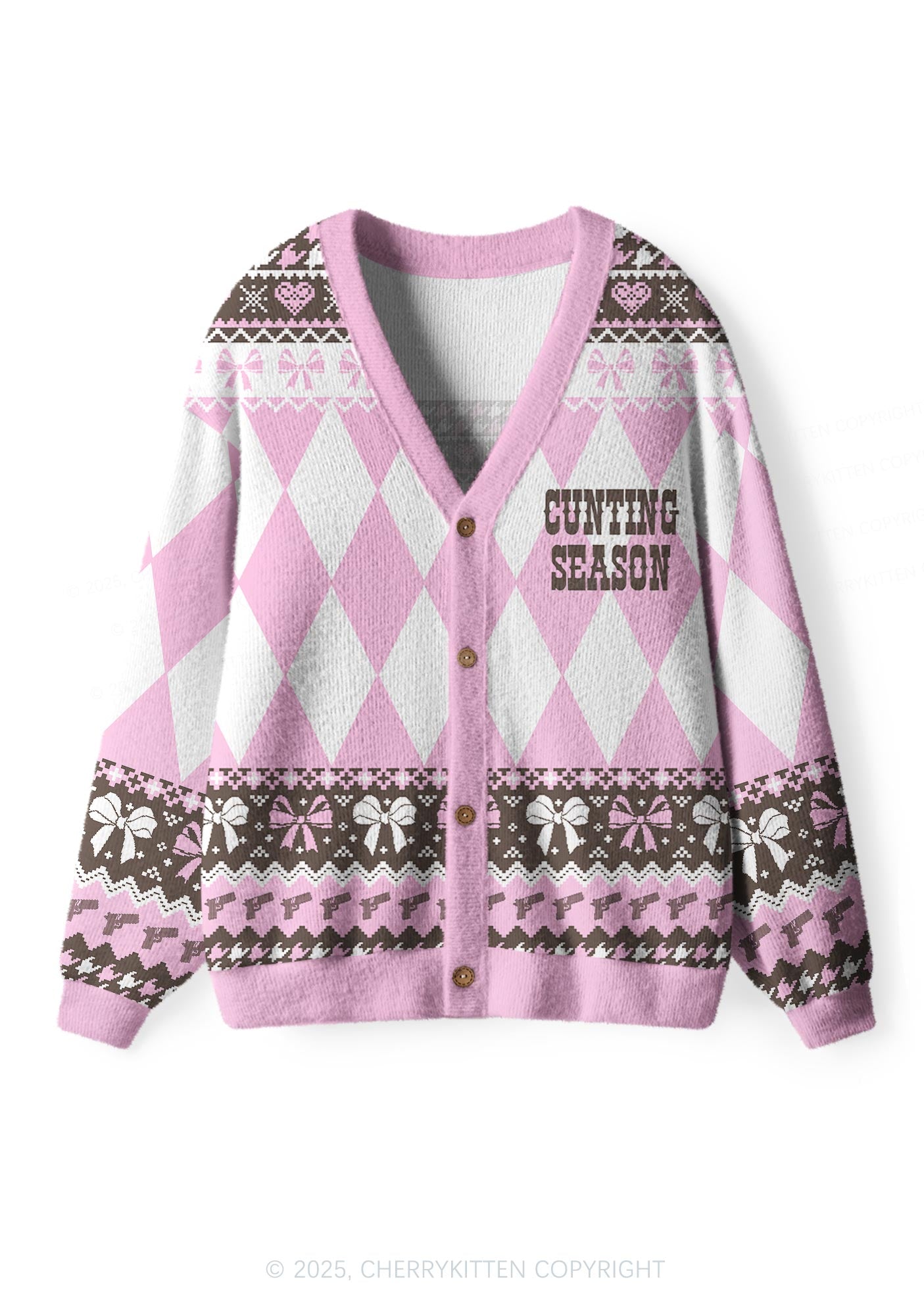Cunting Season Y2K Christmas Cardigan Knit Sweatshirt Cherrykitten