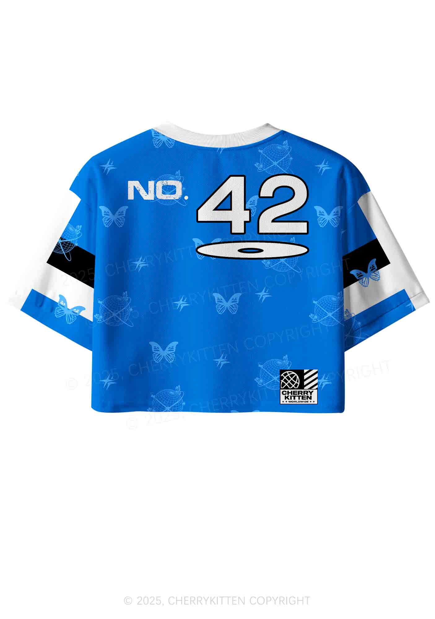Custom Blue Techno Girls Y2K Crop Sport Jersey Shirts Cherrykitten