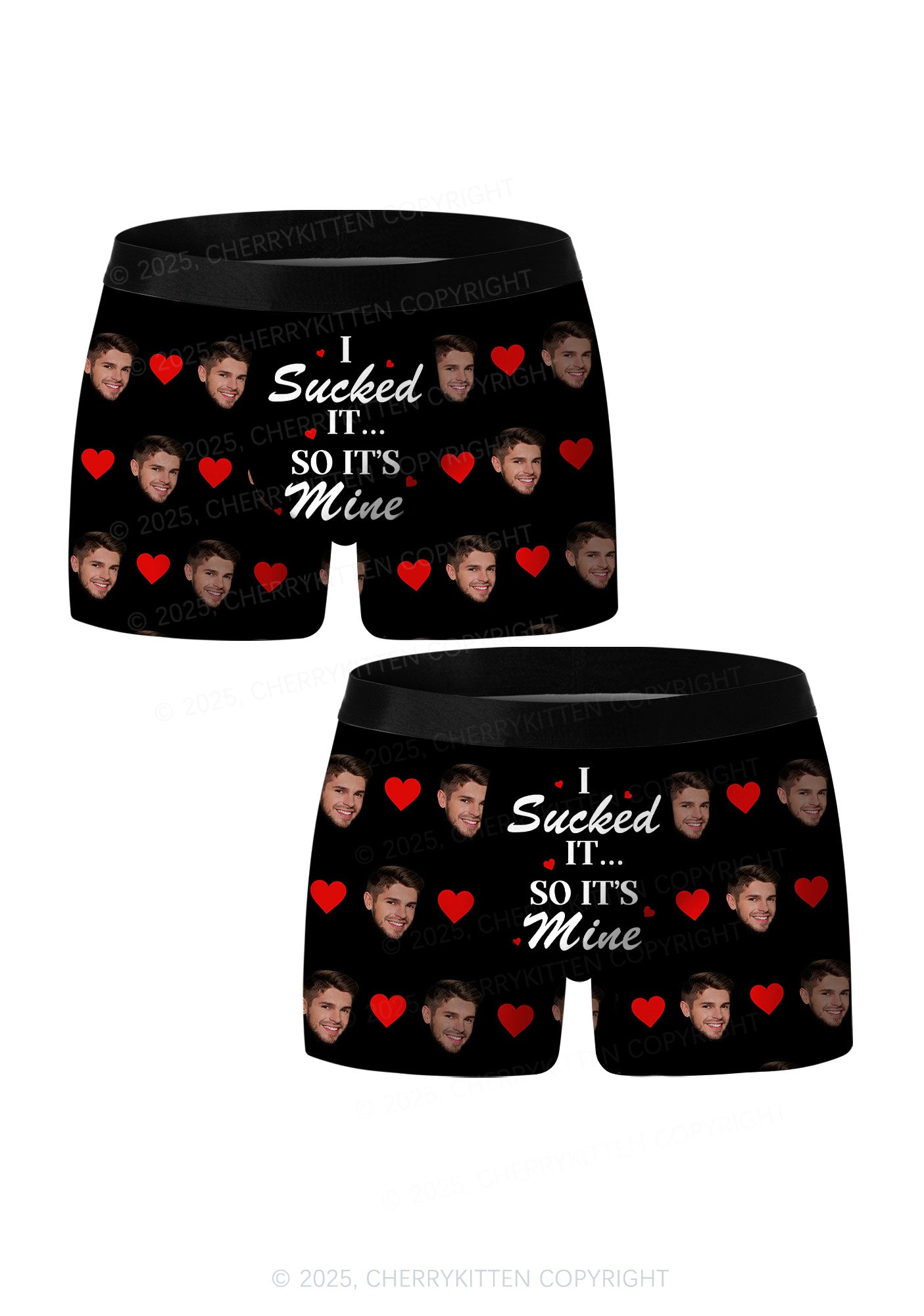 Custom Face I Sucked It Valentine's Day Y2K Print Couples Boxer Briefs Set Cherrykitten