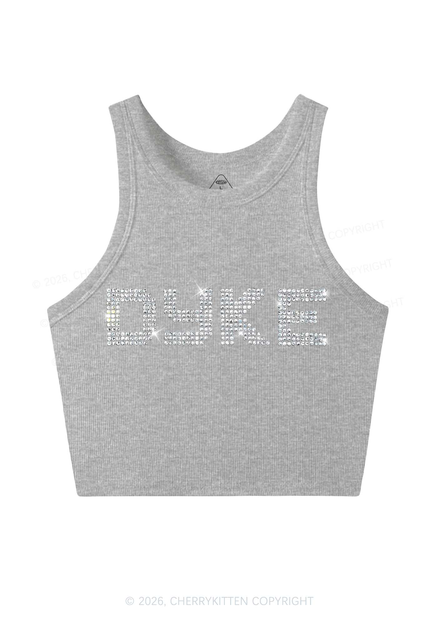 Rhinestone Dyke Pride Y2K Crop Tank Top Cherrykitten