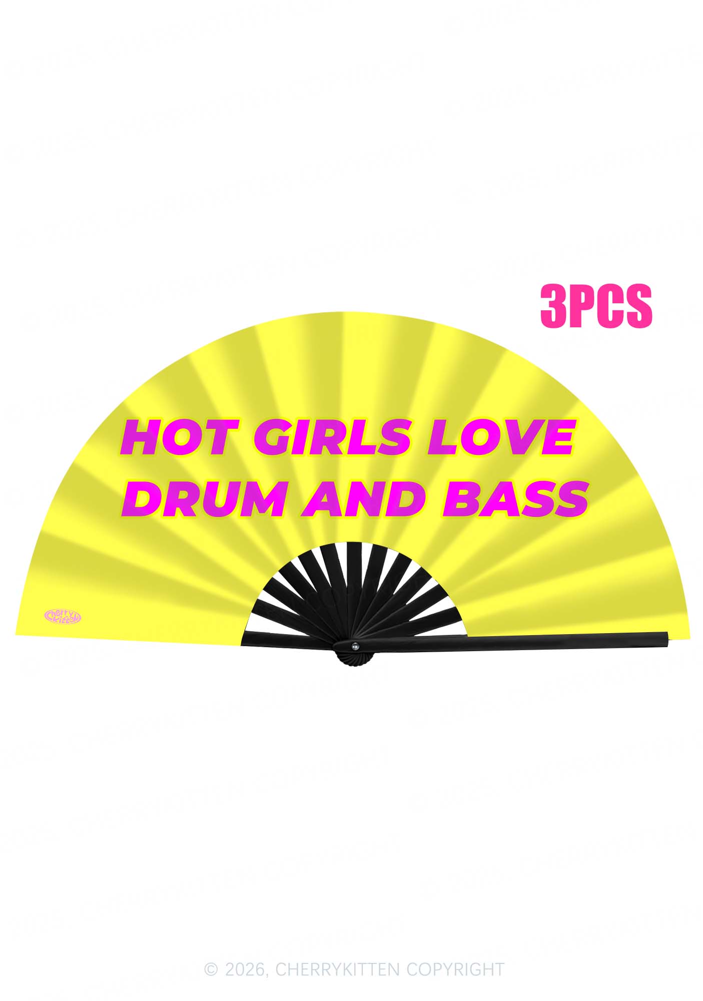Hot Girls Love DnB Y2K Rave Hand Fan Cherrykitten