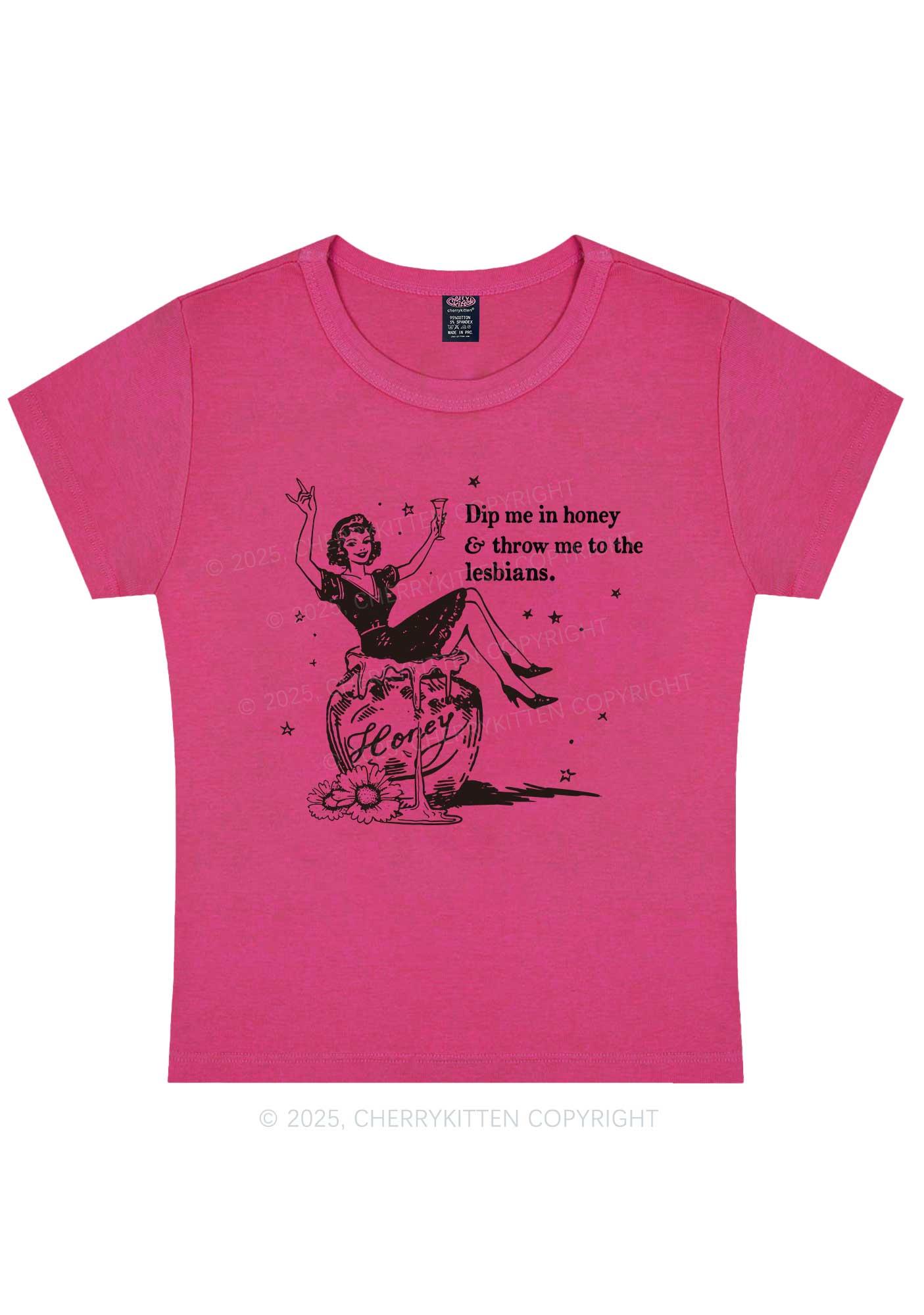 Throw Me To The Lesbians Pride Y2K Baby Tee Cherrykitten
