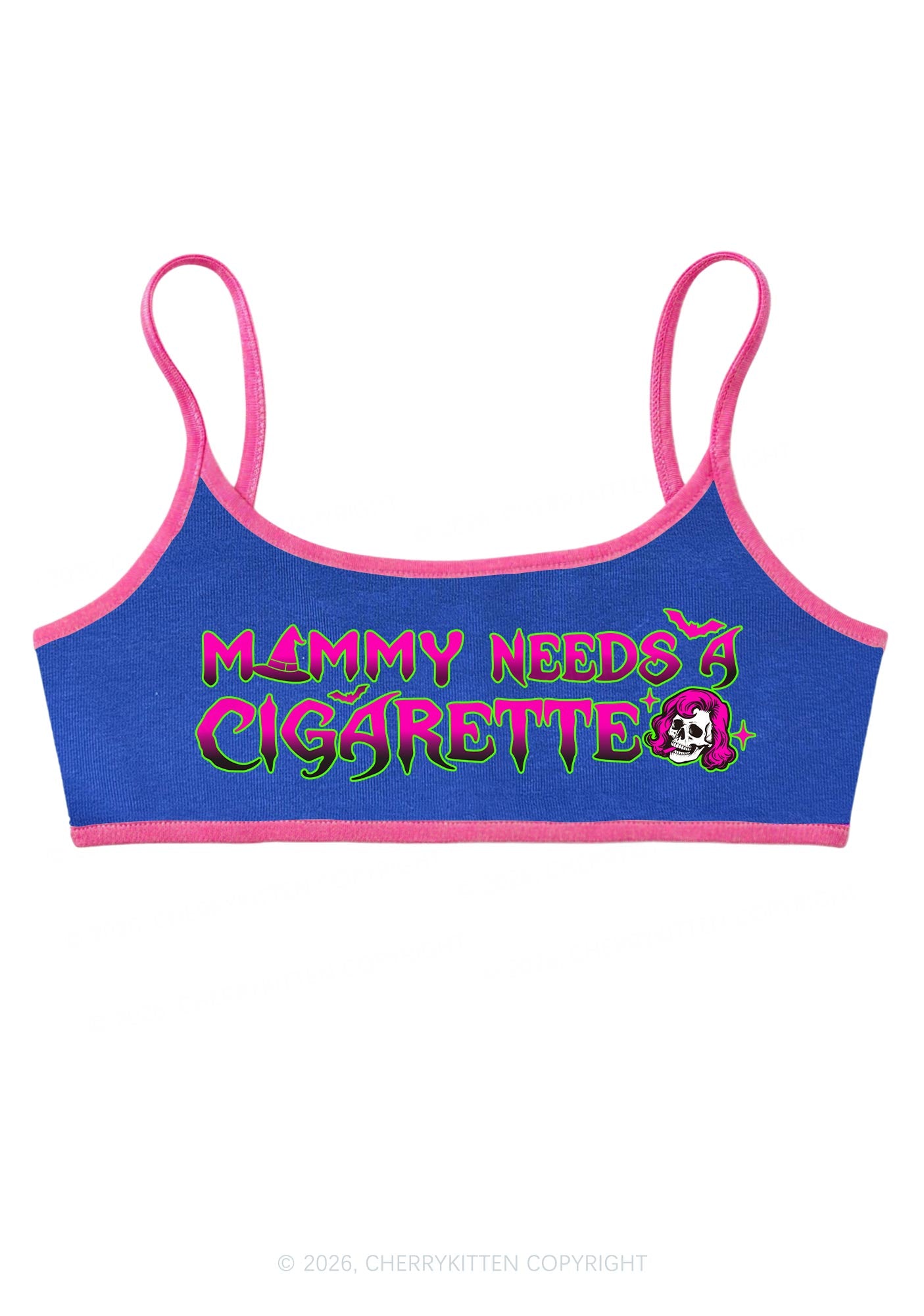 Halloween Witch Mommy Needs Cigarette Y2K Super Crop Cami Cherrykitten