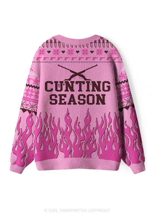 Cunting Season Y2K Christmas Cardigan Knit Sweatshirt Cherrykitten