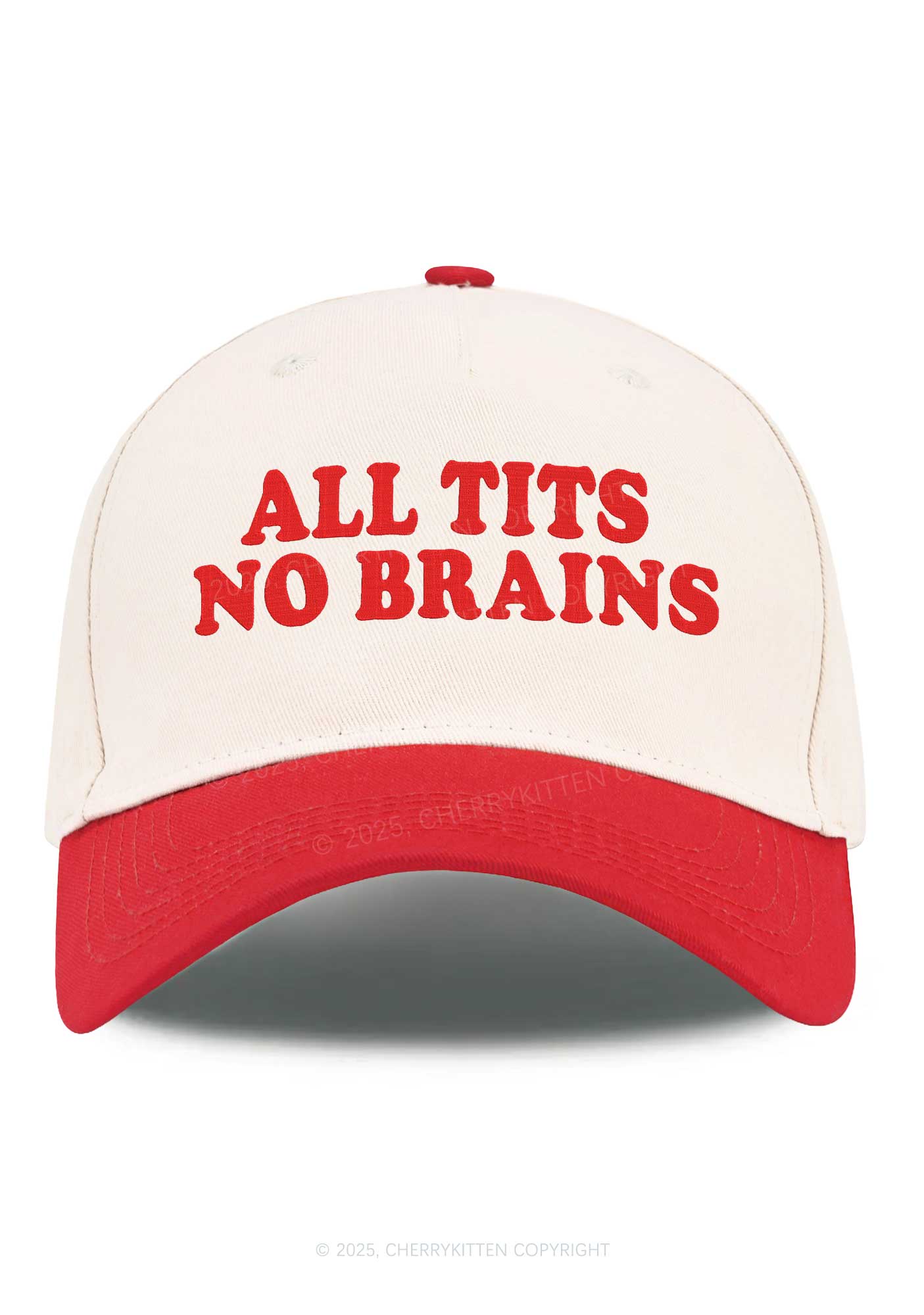 Embroidered All Txts No Brains Y2K Color Block Baseball Cap Cherrykitten
