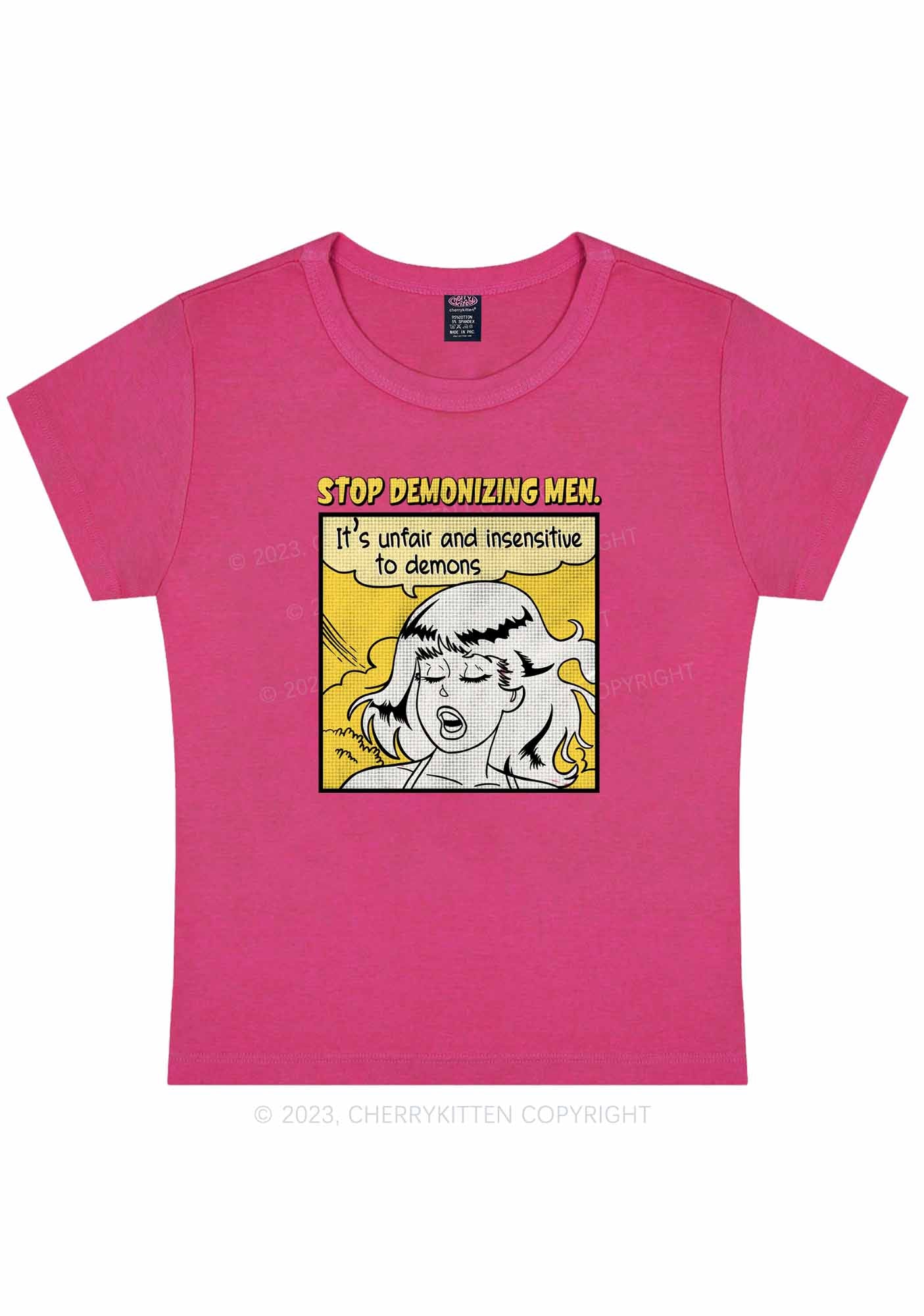 Curvy Stop Demonizing Men Y2K Baby Tee Cherrykitten