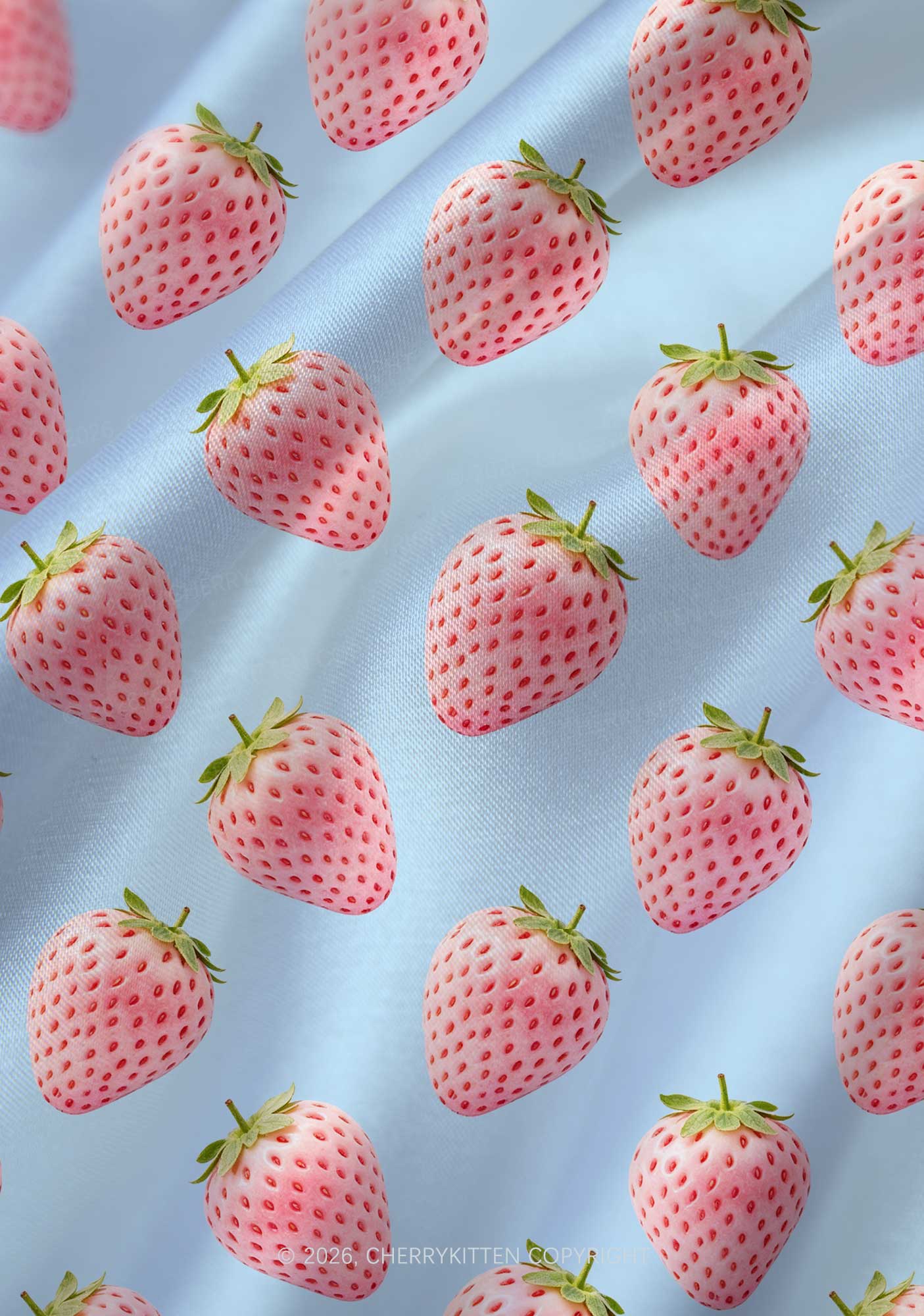 Pastel Pink Strawberry Y2K Print Satin Cowl Neck Slip Dress Cherrykitten
