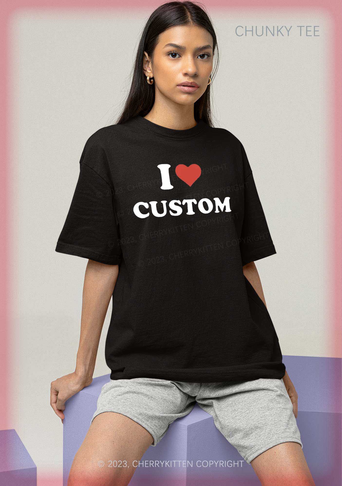 I Love Custom Personalized Y2K Valentine's Day Shirt Cherrykitten