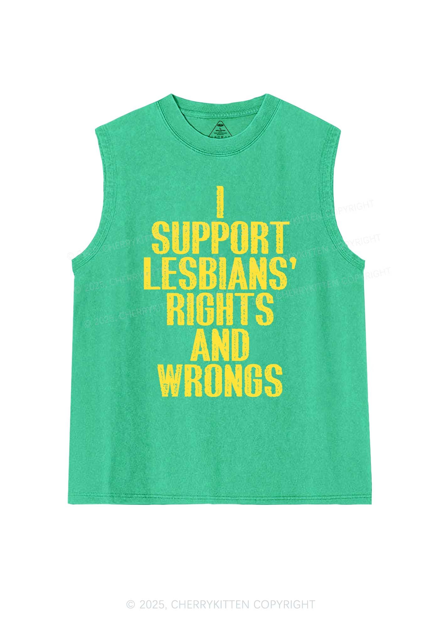Support Lesbians Rights Pride Y2K Washed Muscle Tank Cherrykitten