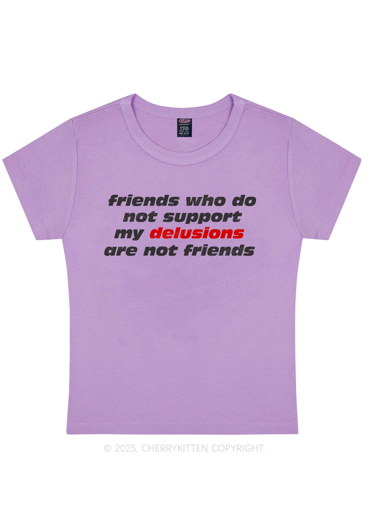 Friends Support My Delusions Y2K Baby Tee Cherrykitten