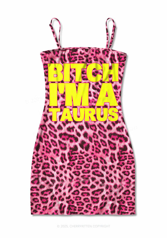Bxtch I'm A Custom Zodiac Y2K Print Slip Dress Cherrykitten