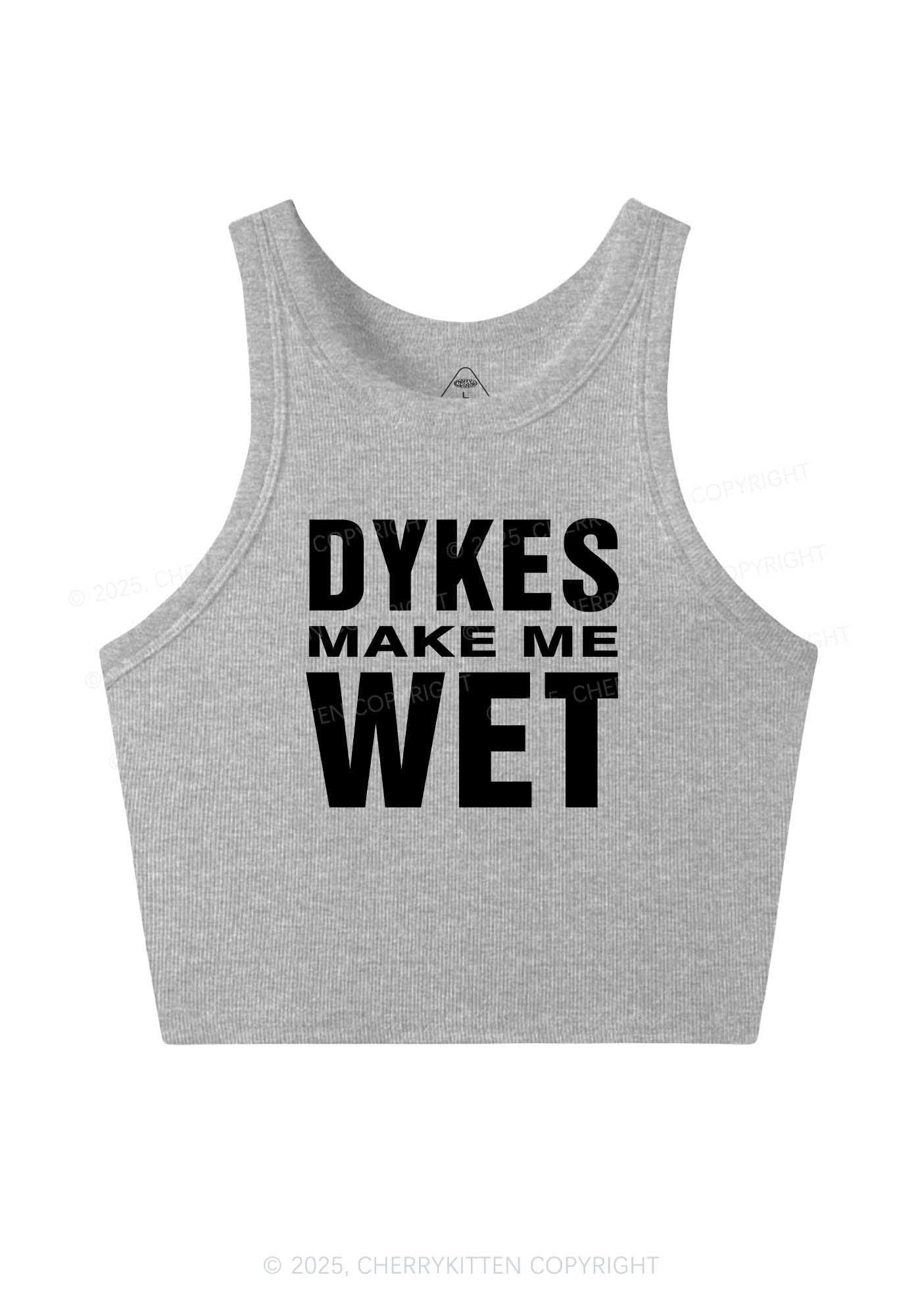 Dykes Make Me Wet Pride Y2K Crop Tank Top Cherrykitten