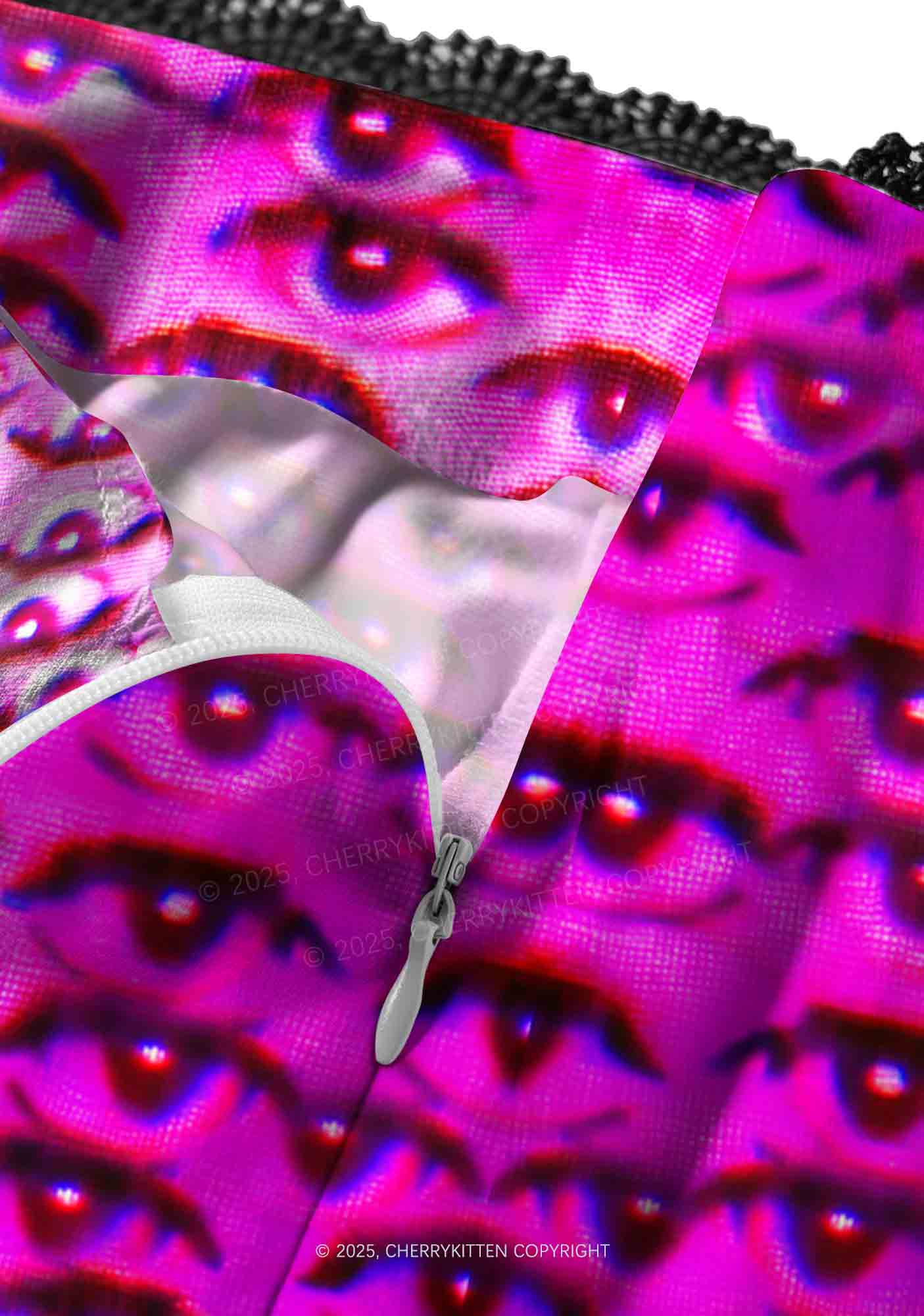 Halloween Pink Eyes Y2K Print Midi Skirt Cherrykitten