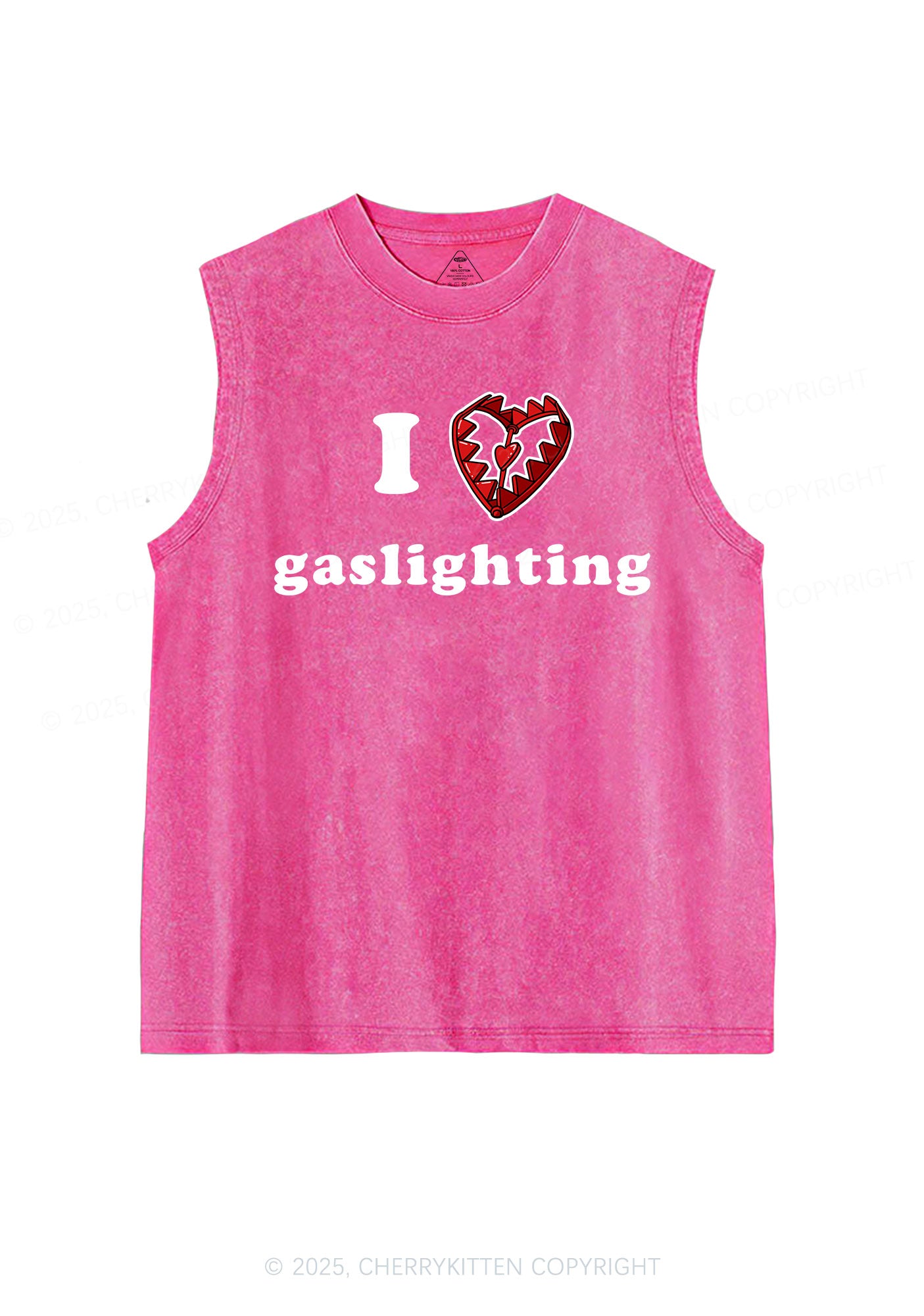 Love Gaslighting Y2K Washed Muscle Tank Cherrykitten
