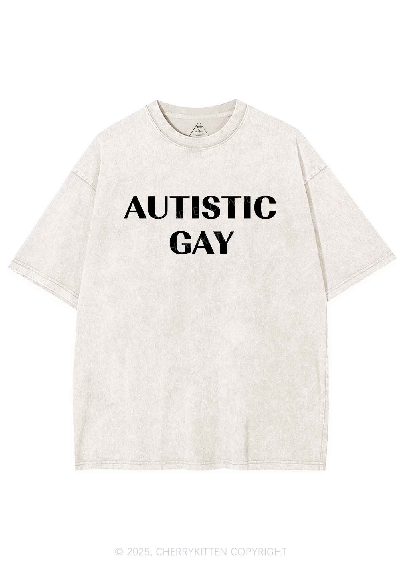 Autistic Gay Pride Y2K Shirts Washed Tee Cherrykitten