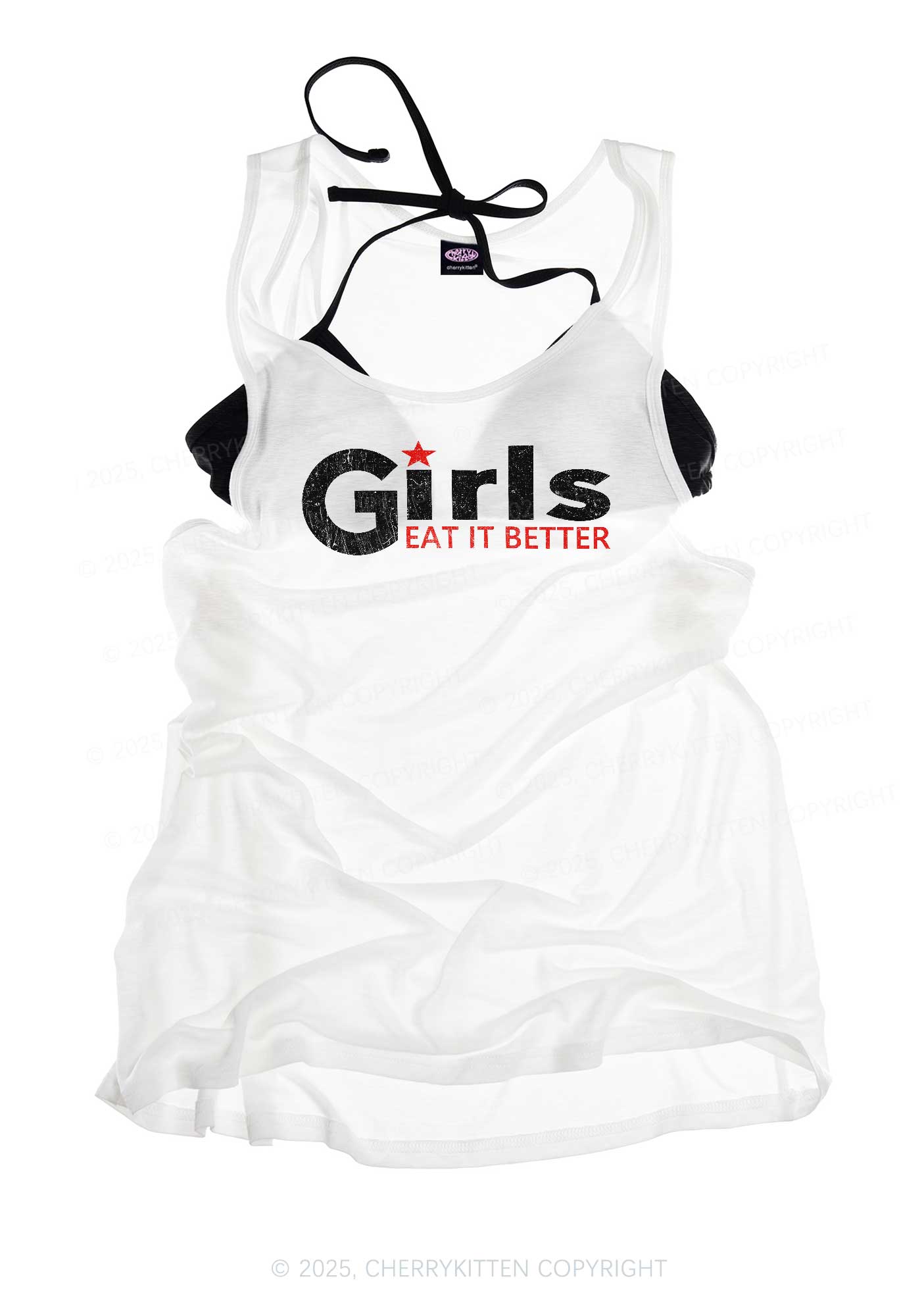 Girls Eat It Better Pride Y2K Sheer Boyfriend Tank Cherrykitten