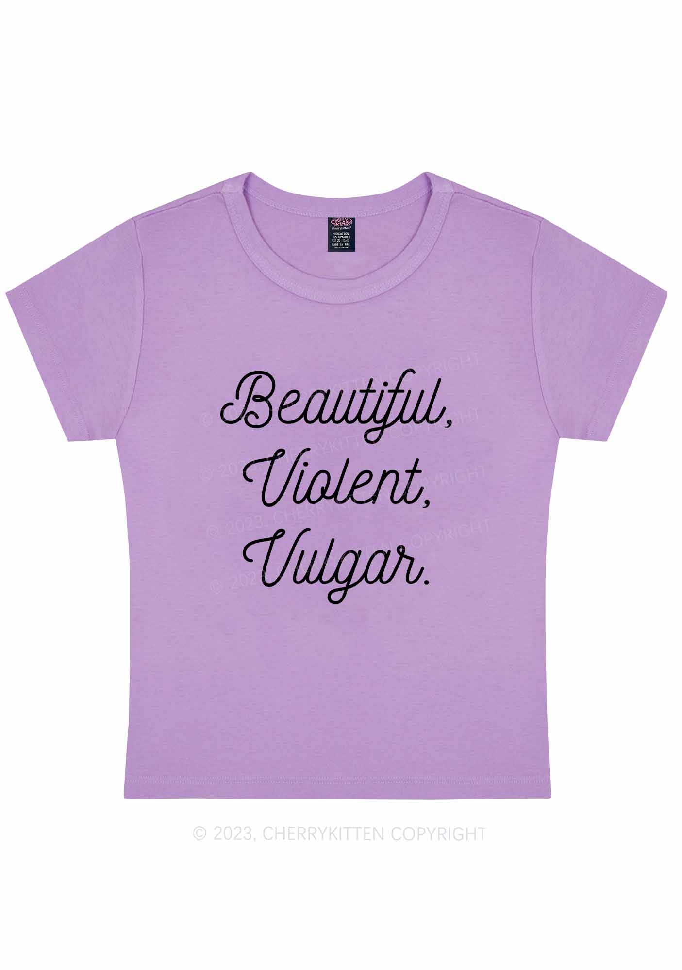 Curvy Beautiful Violent Vulgar Y2K Baby Tee Cherrykitten