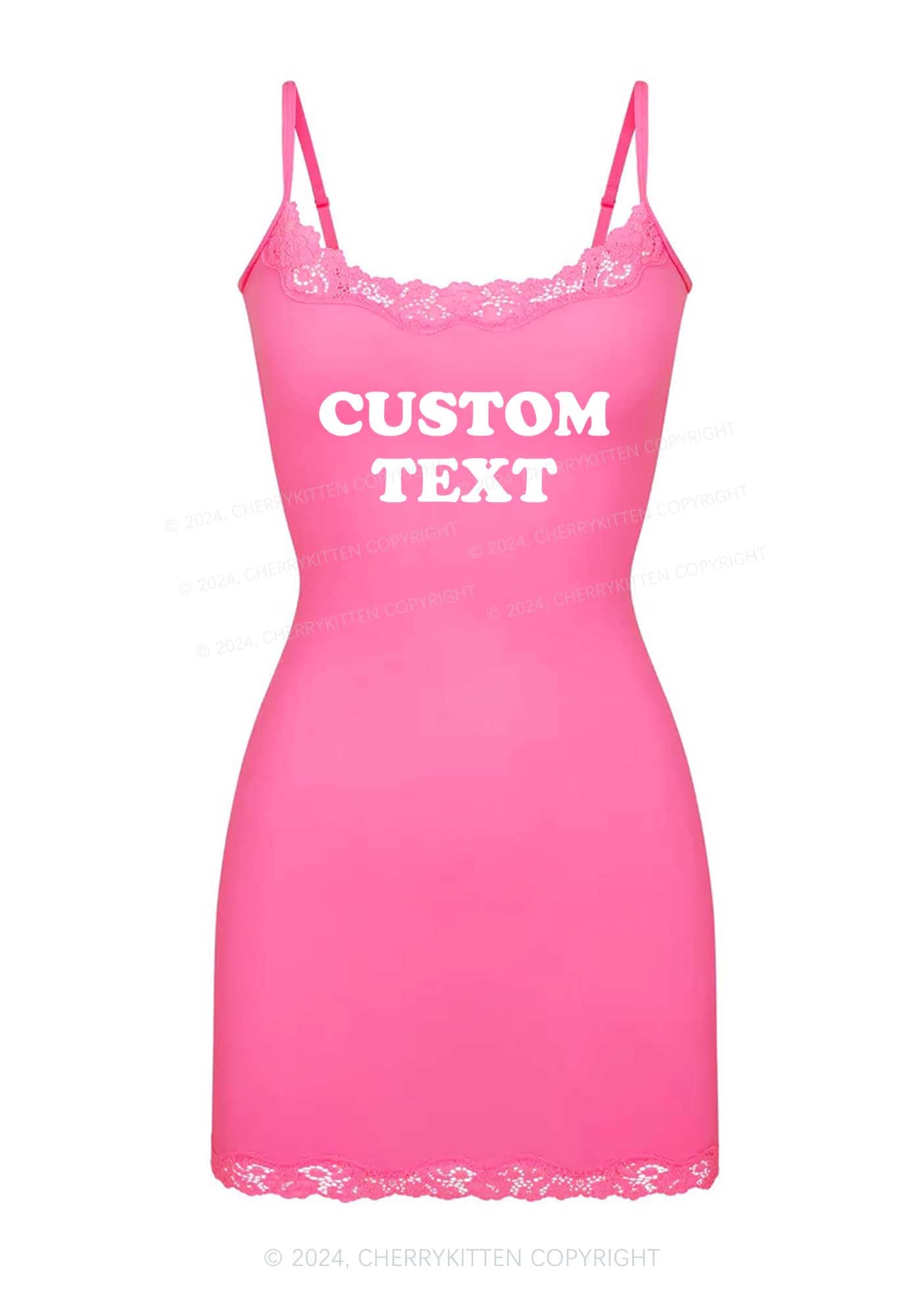 Custom Personalized Text Y2K Lace Slip Dress Cherrykitten