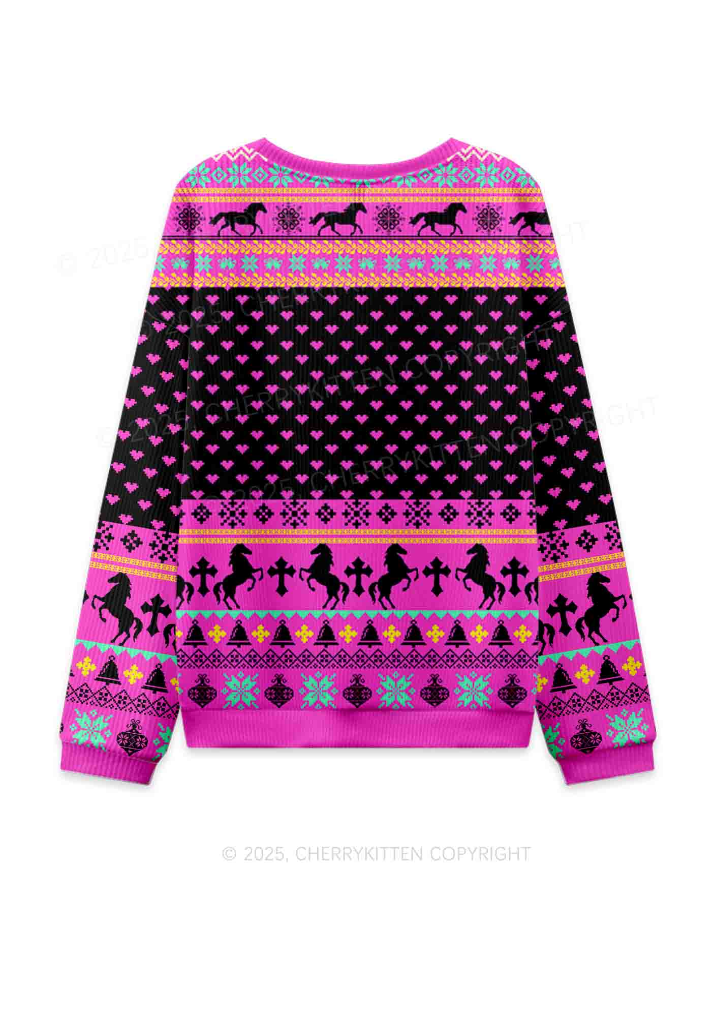 Orange Pony Y2K Knit Sweatshirt Cherrykitten