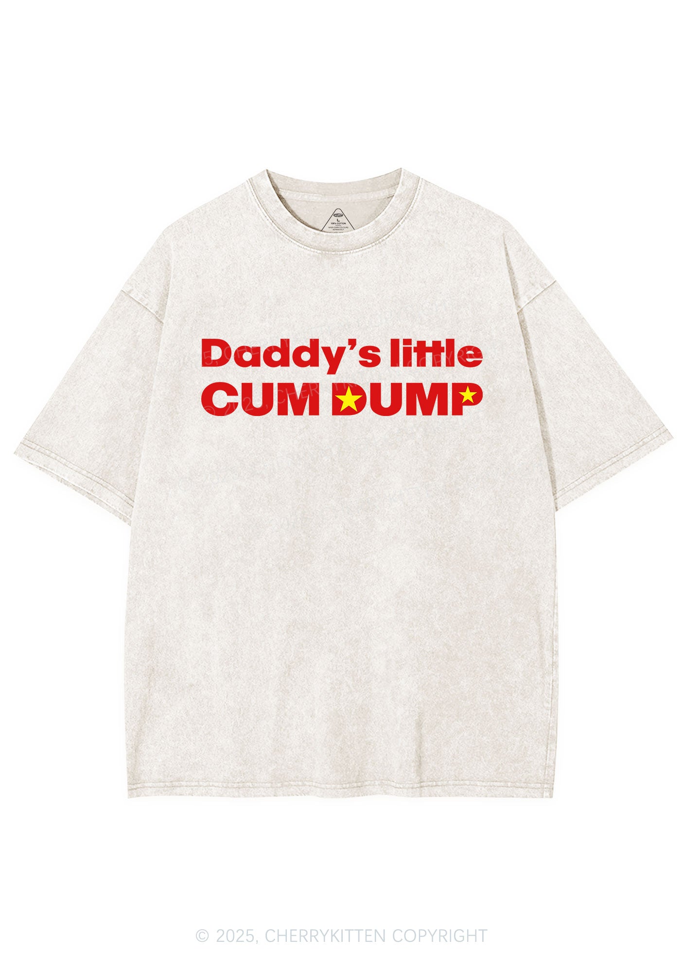 Daddys Little Cum Dump Y2K Shirts Washed Tee Cherrykitten