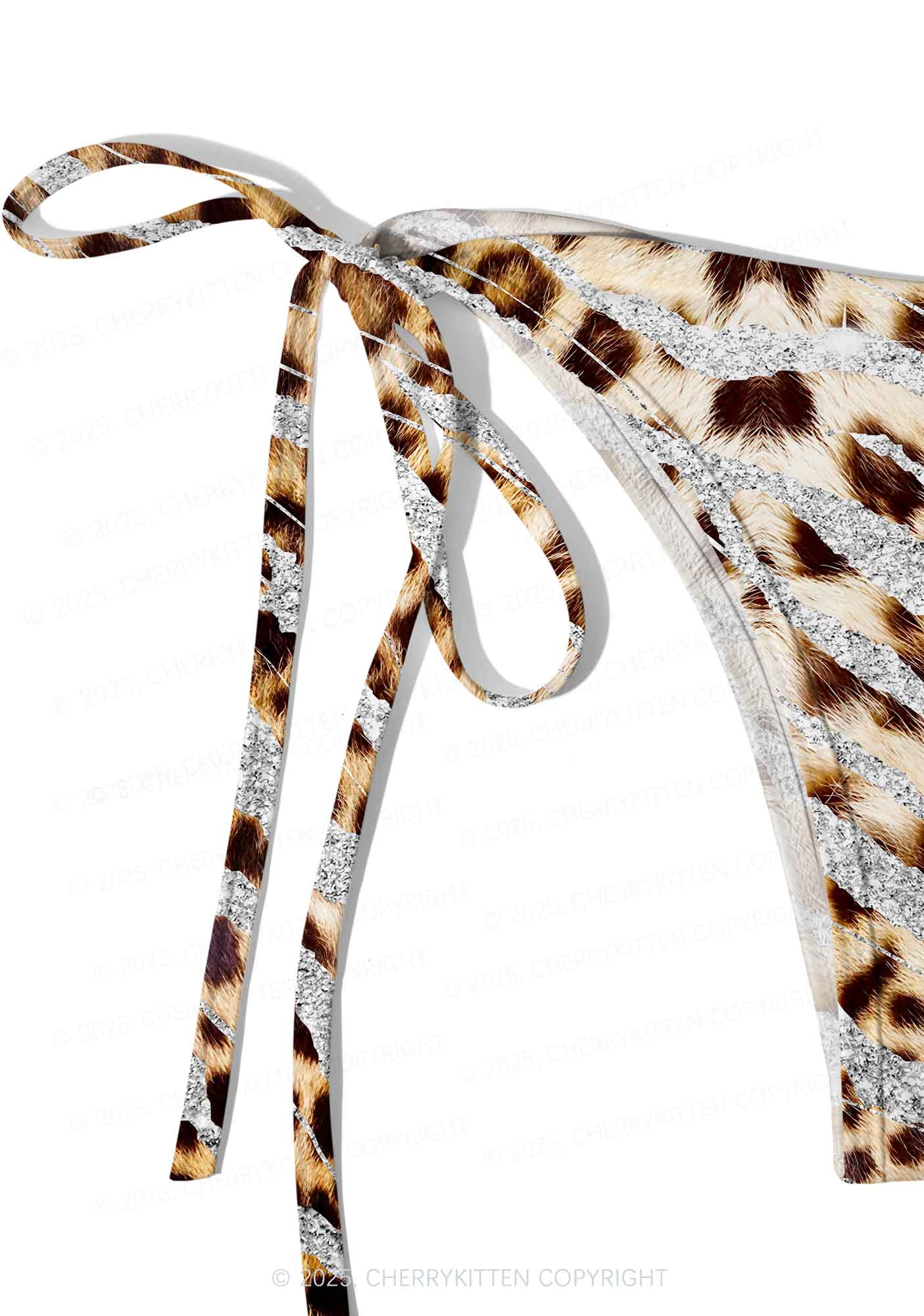 Shimmering Leopard Y2K Print Bikini Set Cherrykitten