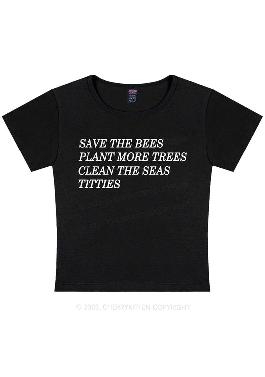 Save The Bees Y2K Baby Tee Cherrykitten